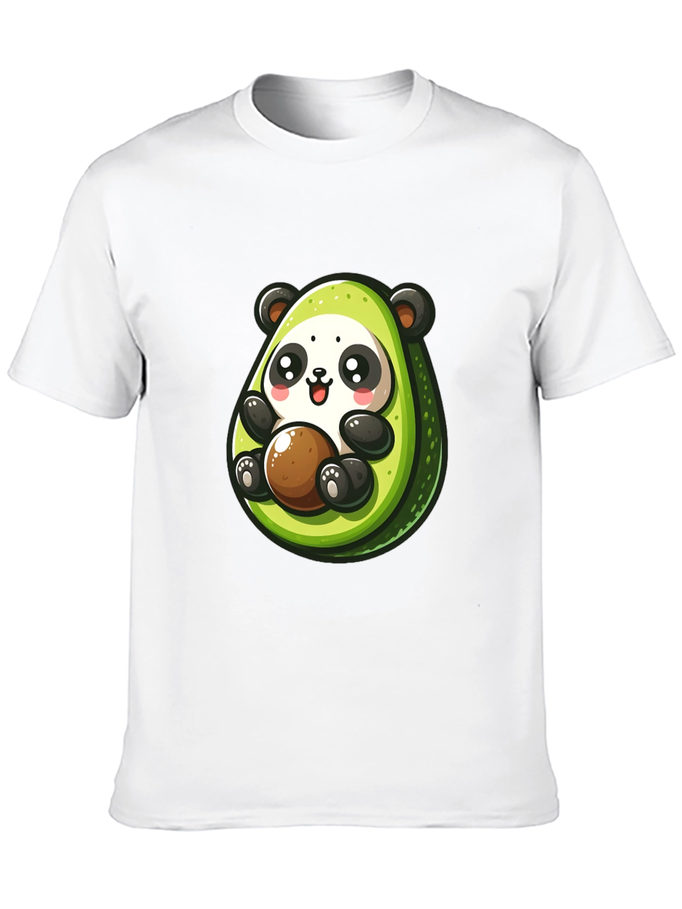 Cute Avocado Panda Black T-Shirt