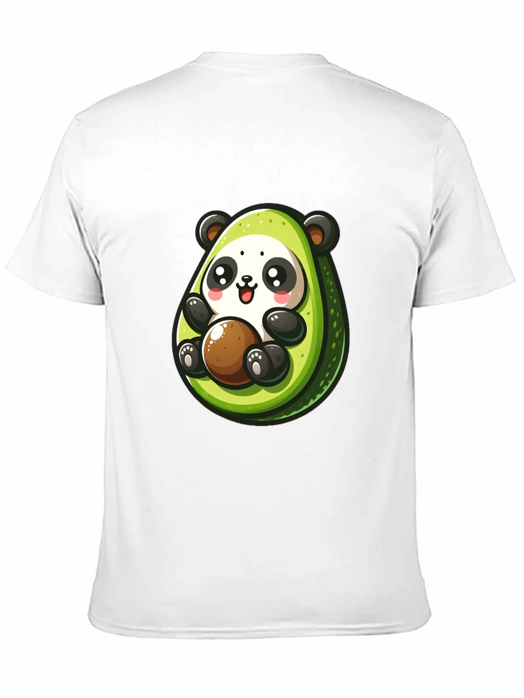 Cute Avocado Panda Black T-Shirt