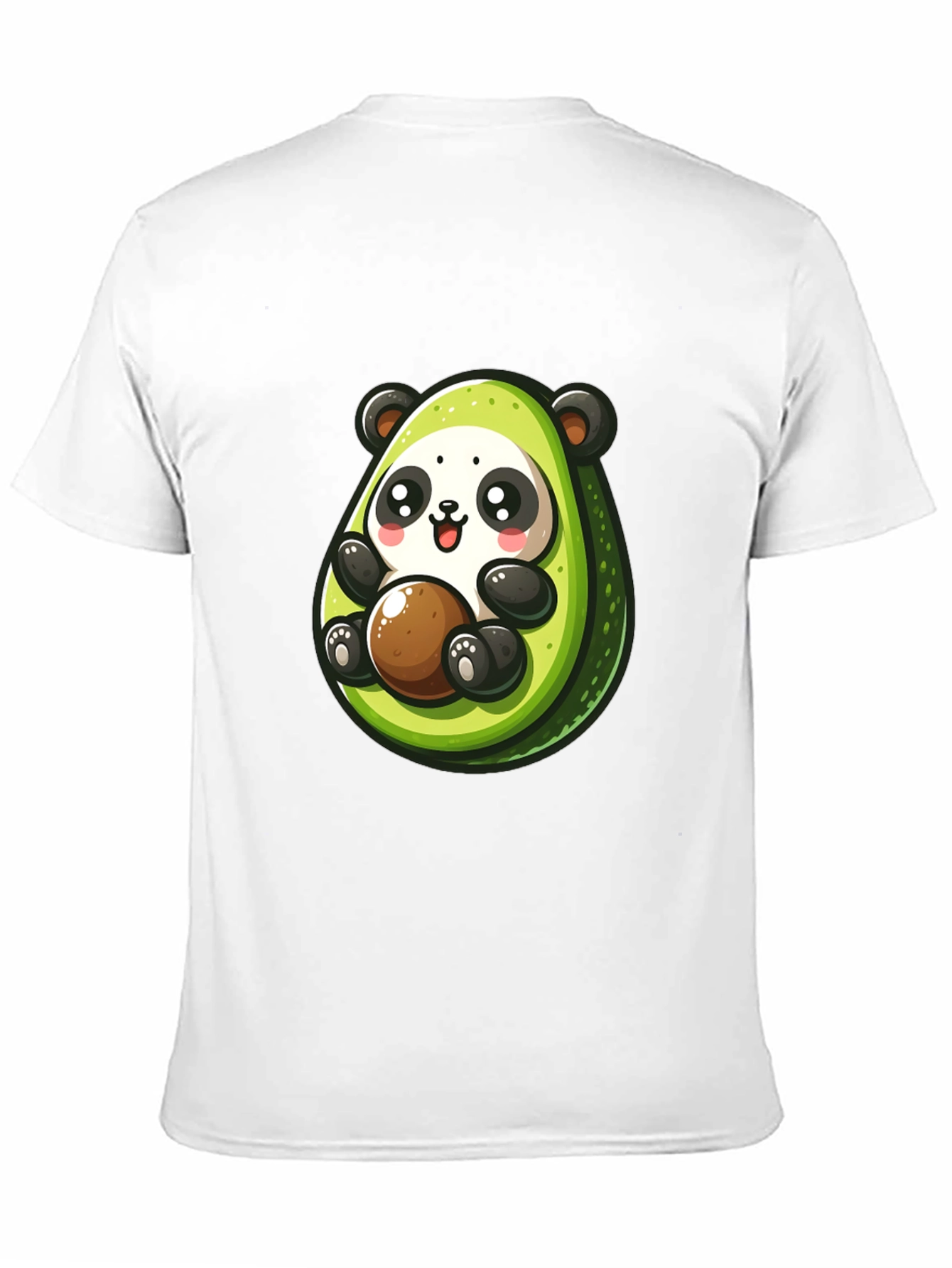Cute Avocado Panda Black T-Shirt