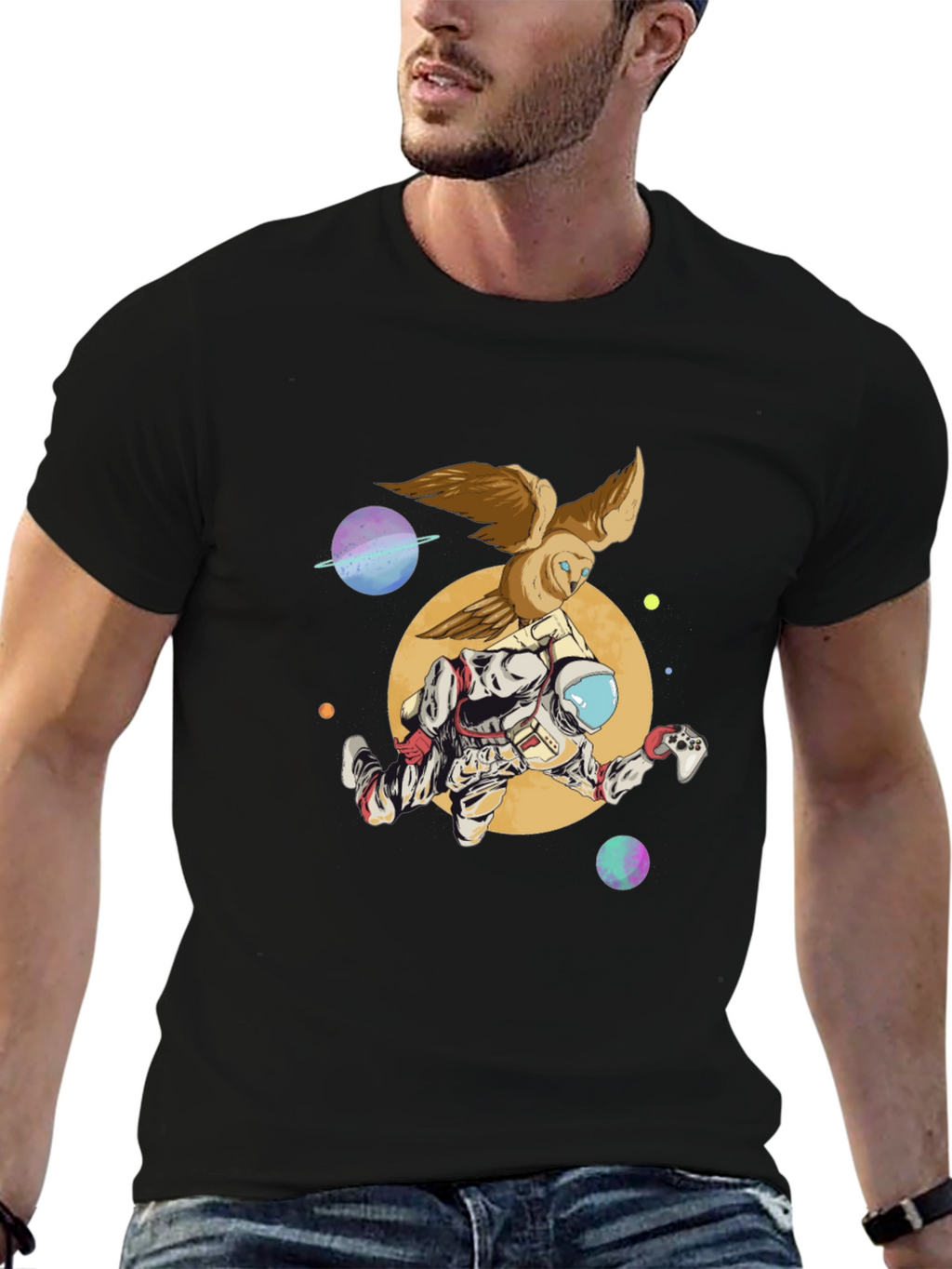 Astronaut Gaming T-Shirt - Space Owl Design