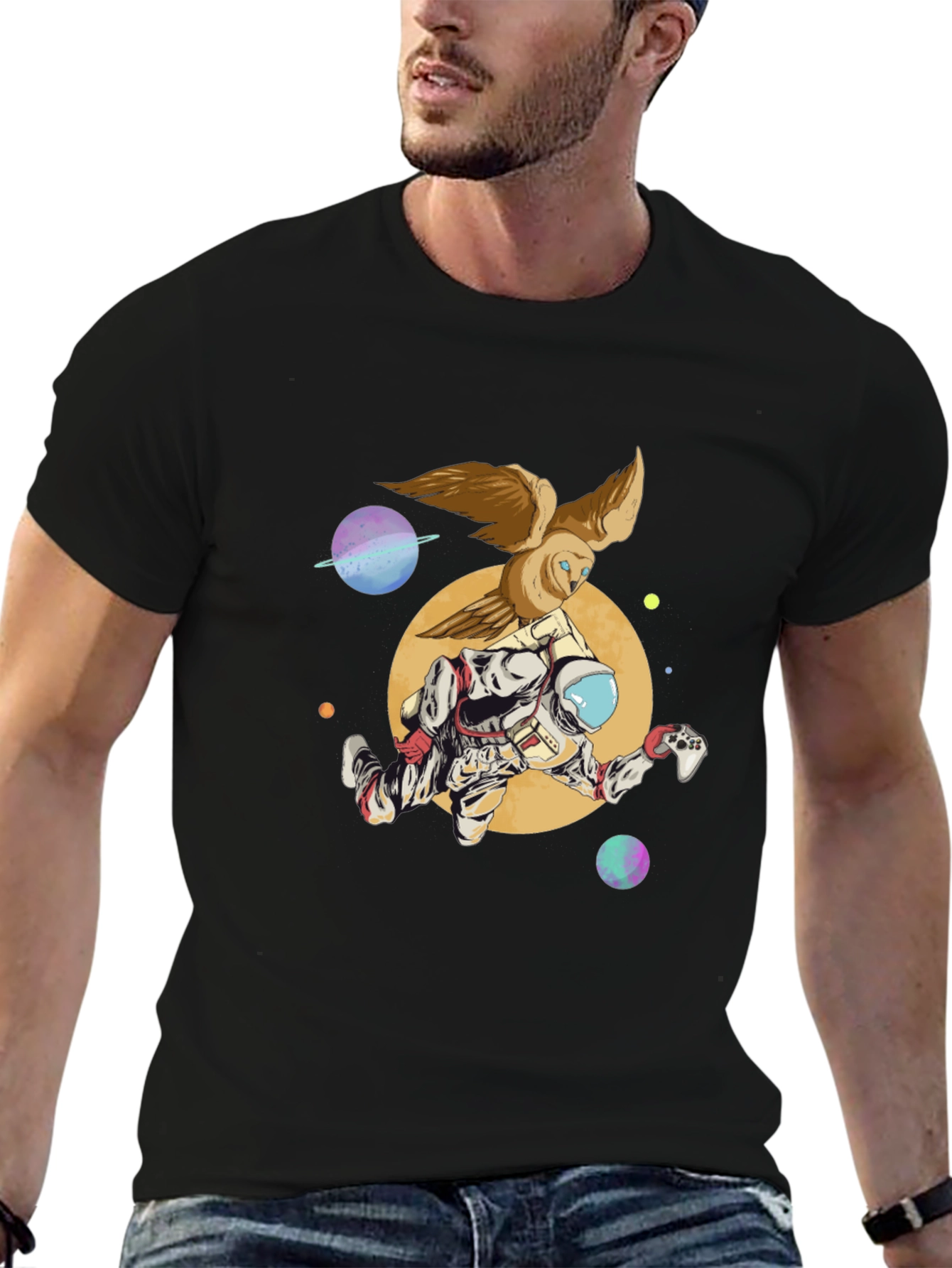 Astronaut Gaming T-Shirt - Space Owl Design