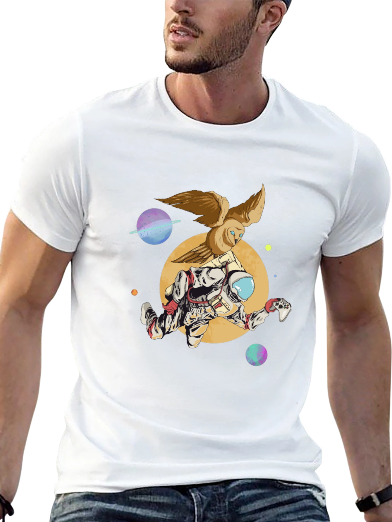 Astronaut Gaming T-Shirt - Space Owl Design
