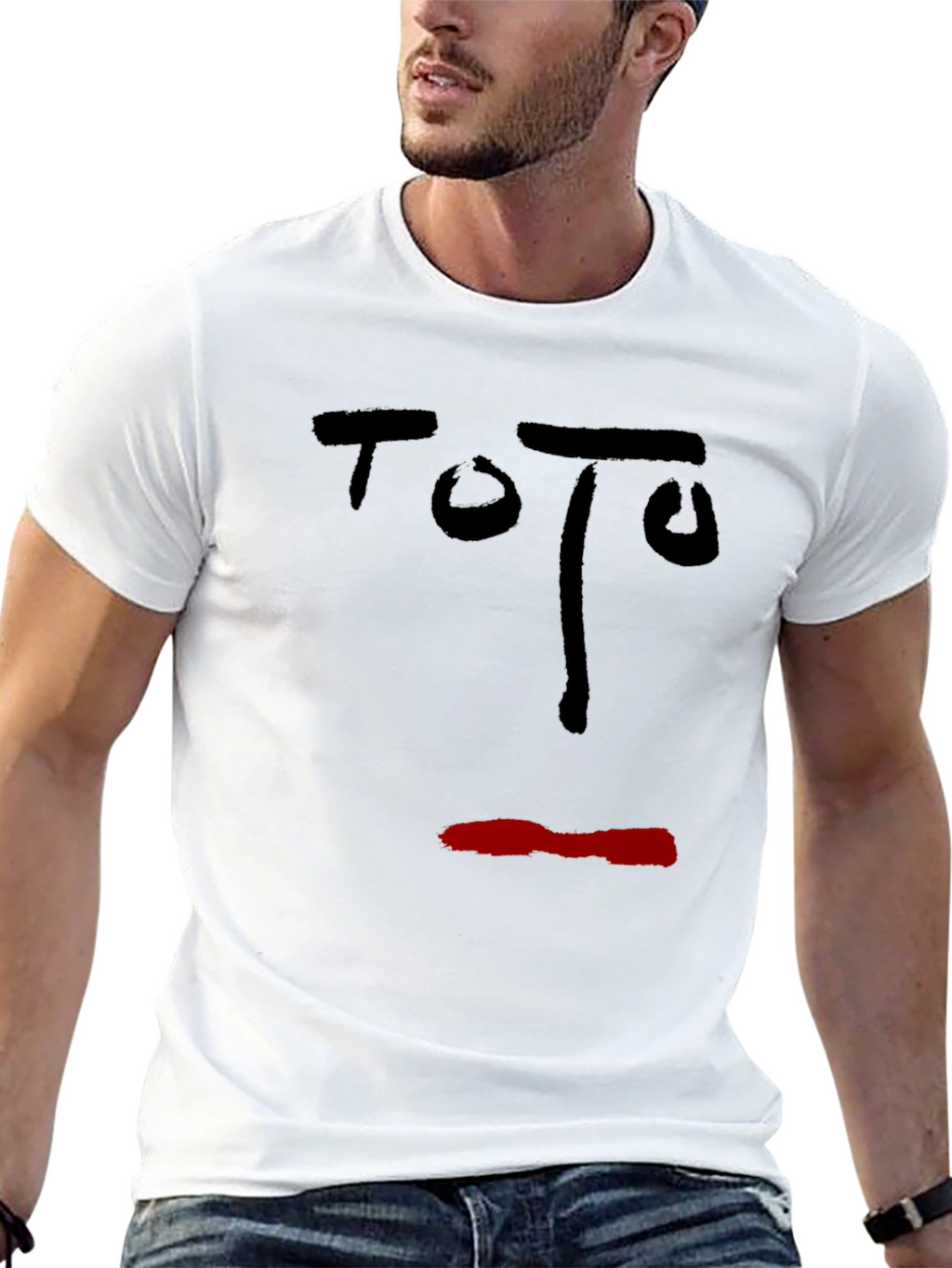 Abstract Face Graphic T-Shirt - Black