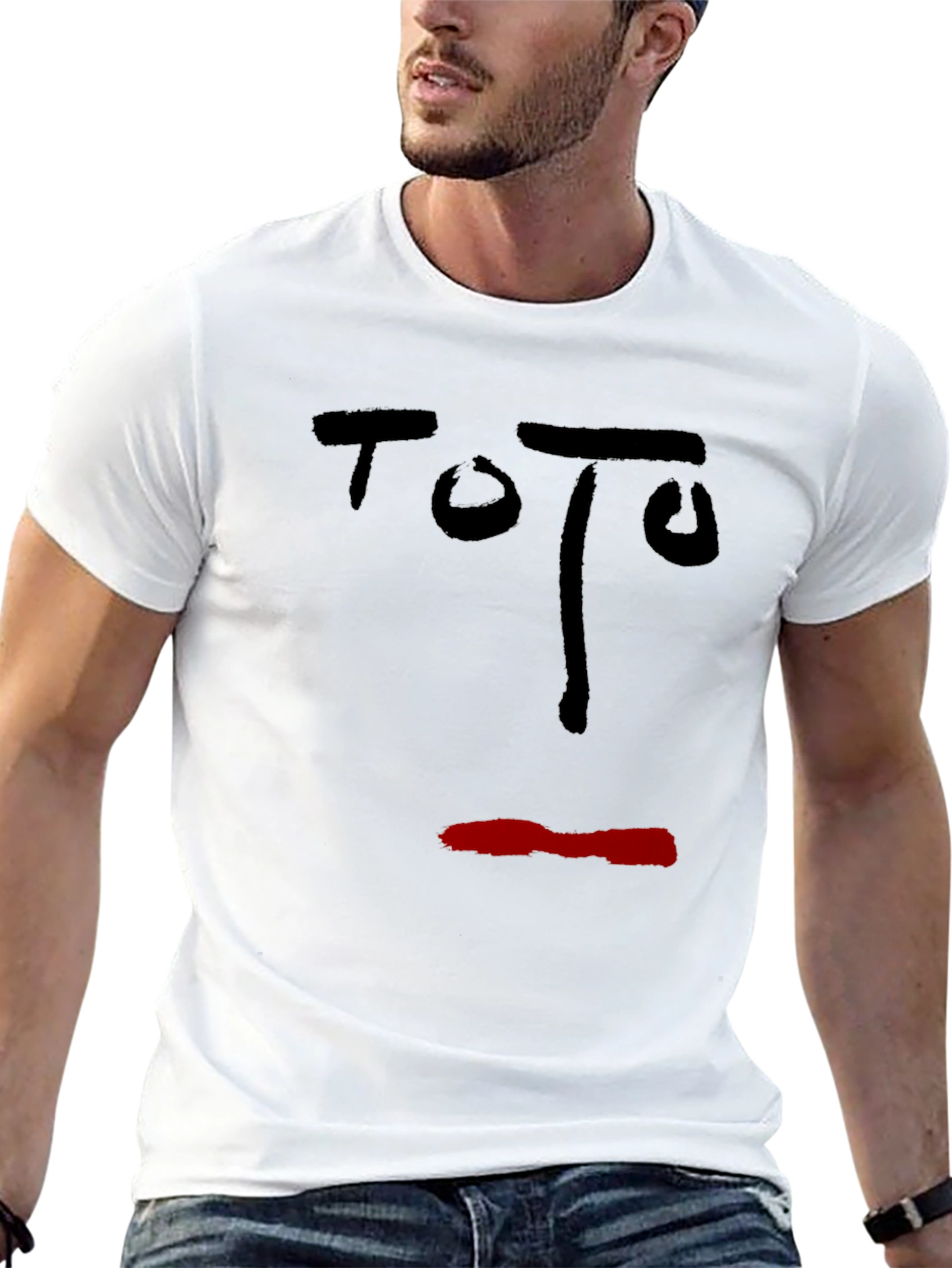 Abstract Face Graphic T-Shirt - Black