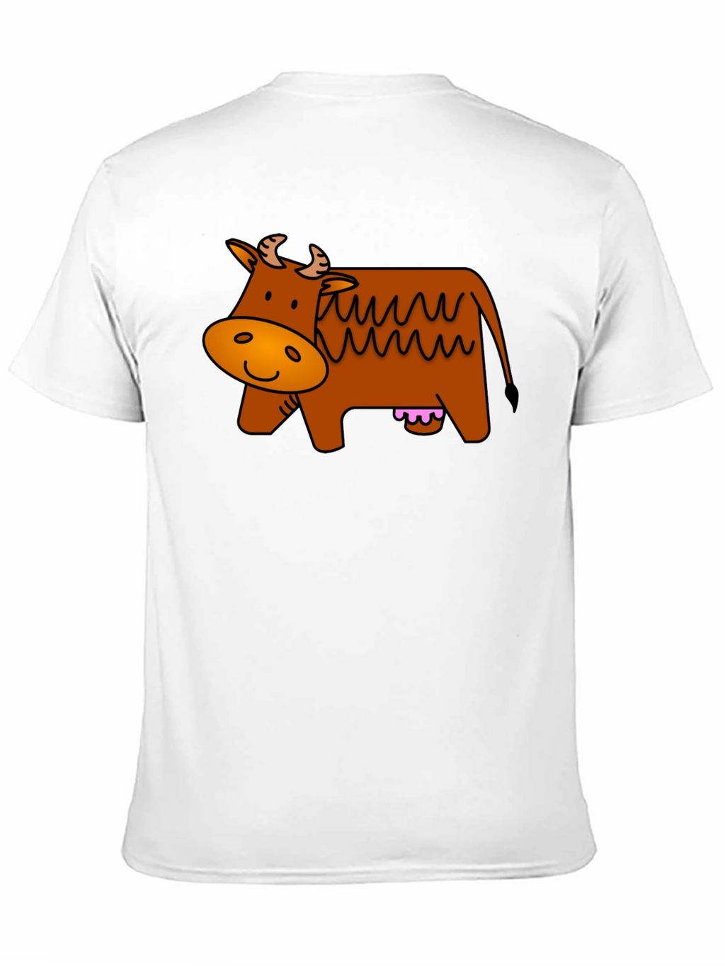 Cartoon Cow Graphic Tee - Black Cotton T-Shirt