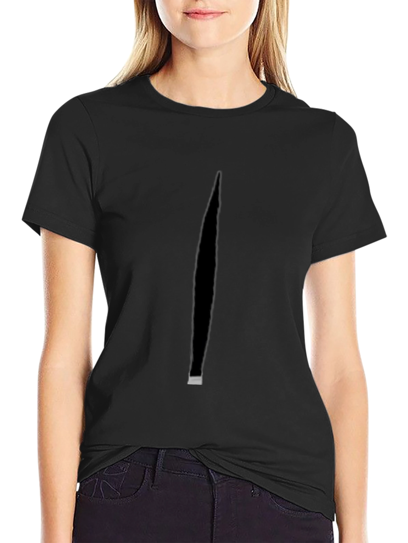 Minimalist Black T-Shirt with Shadow Detail