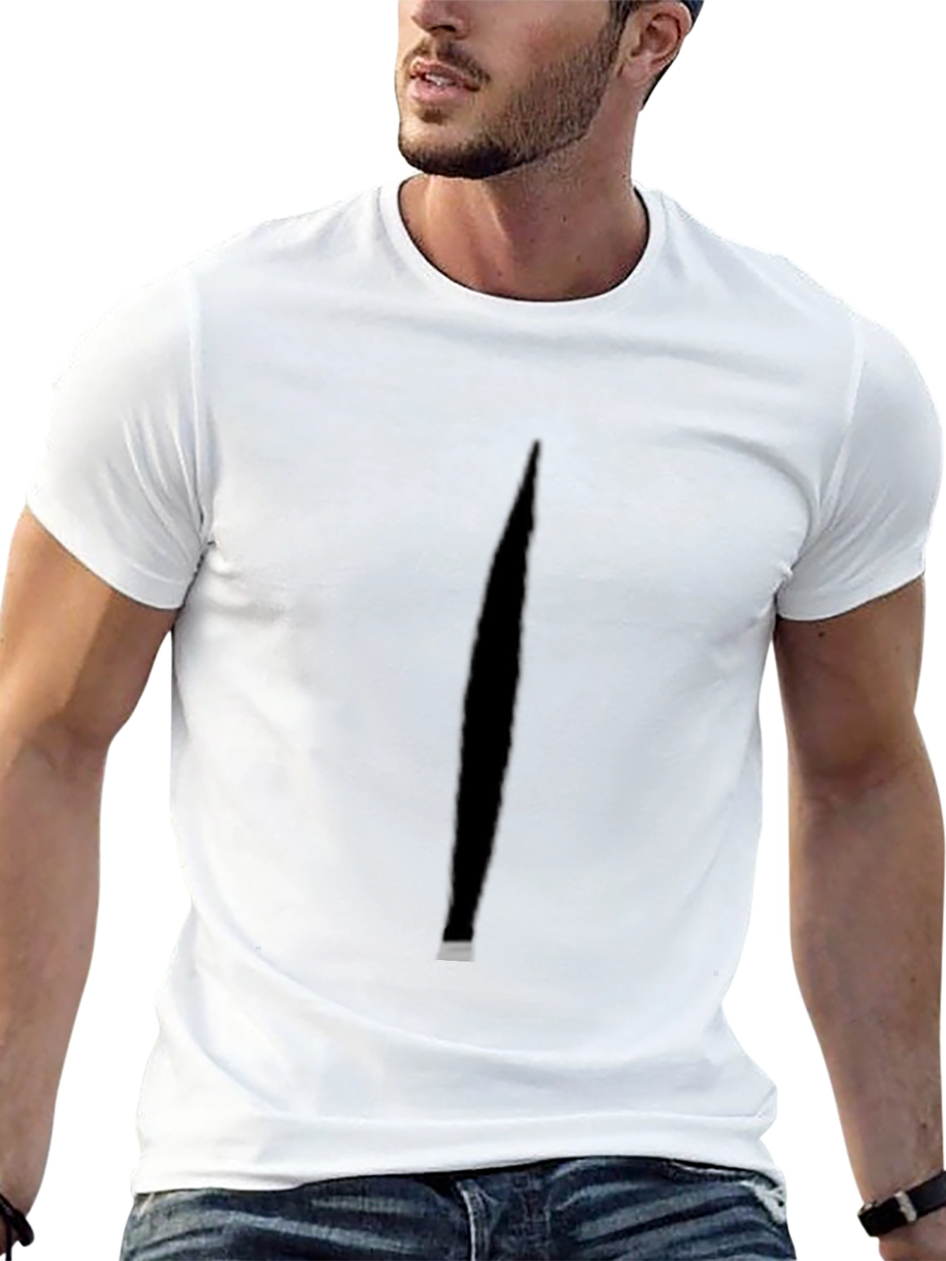 Minimalist Black T-Shirt with Shadow Detail