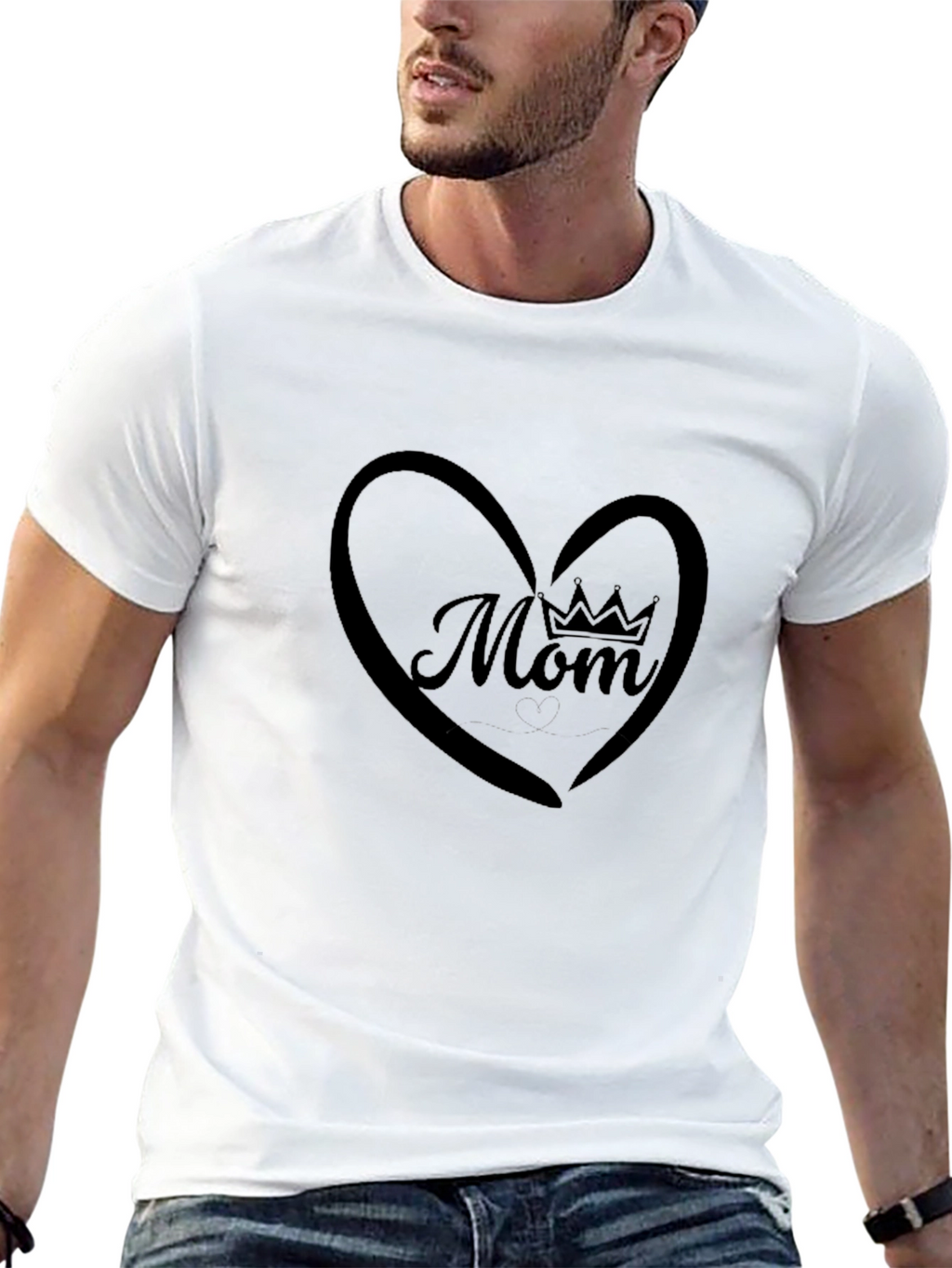 Mom Queen Heart Black T-Shirt