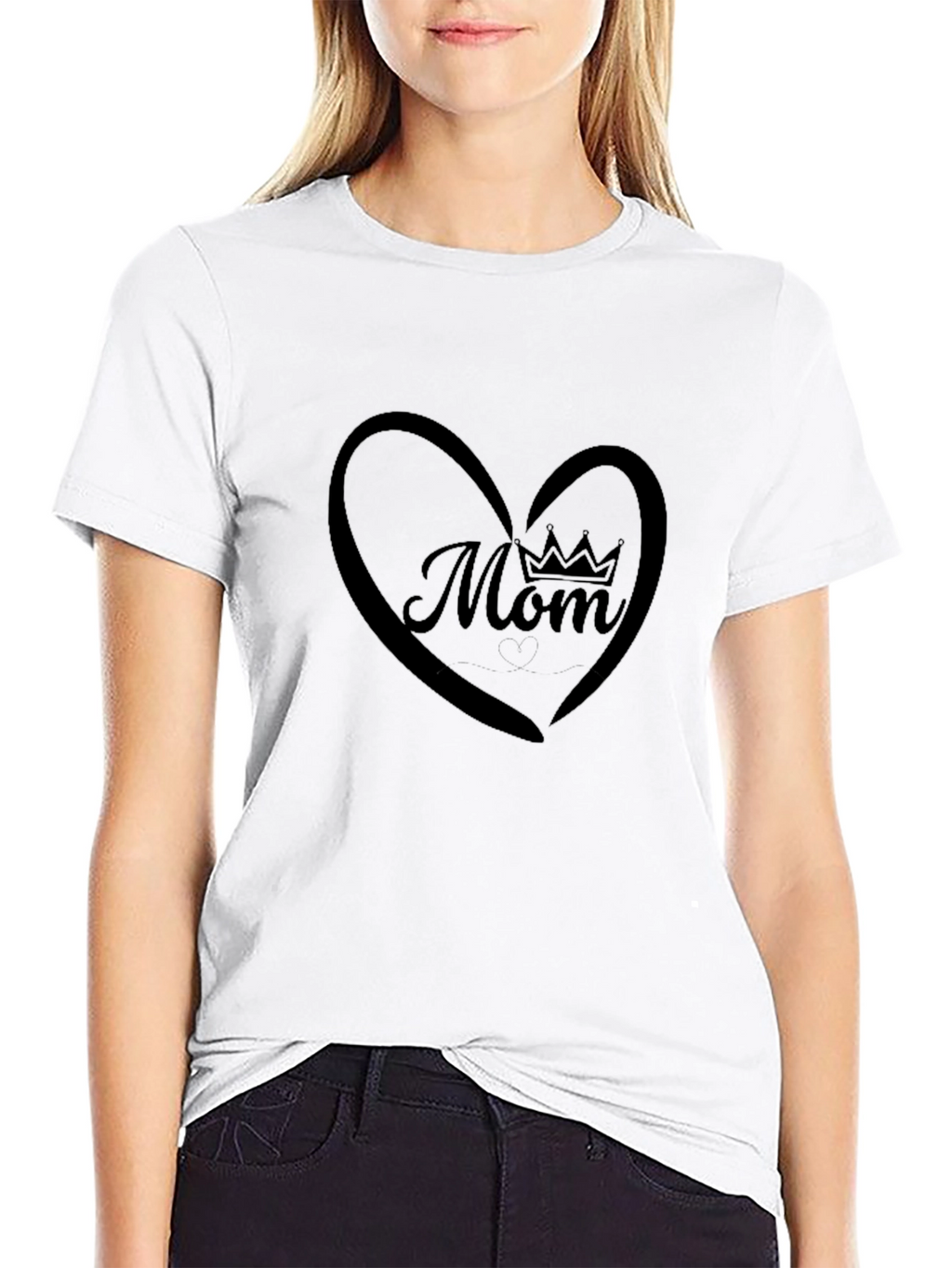 Mom Queen Heart Black T-Shirt