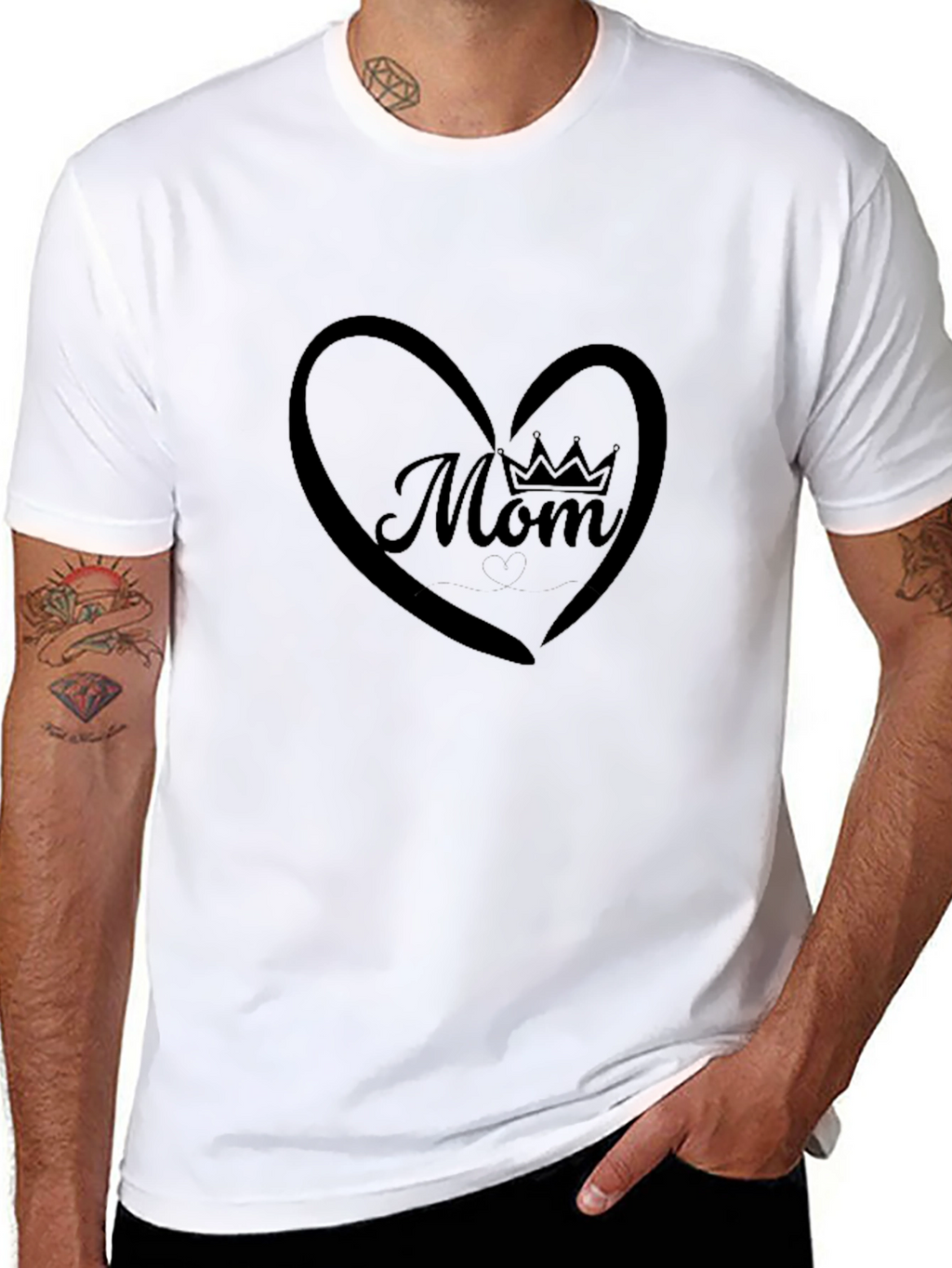 Mom Queen Heart Black T-Shirt