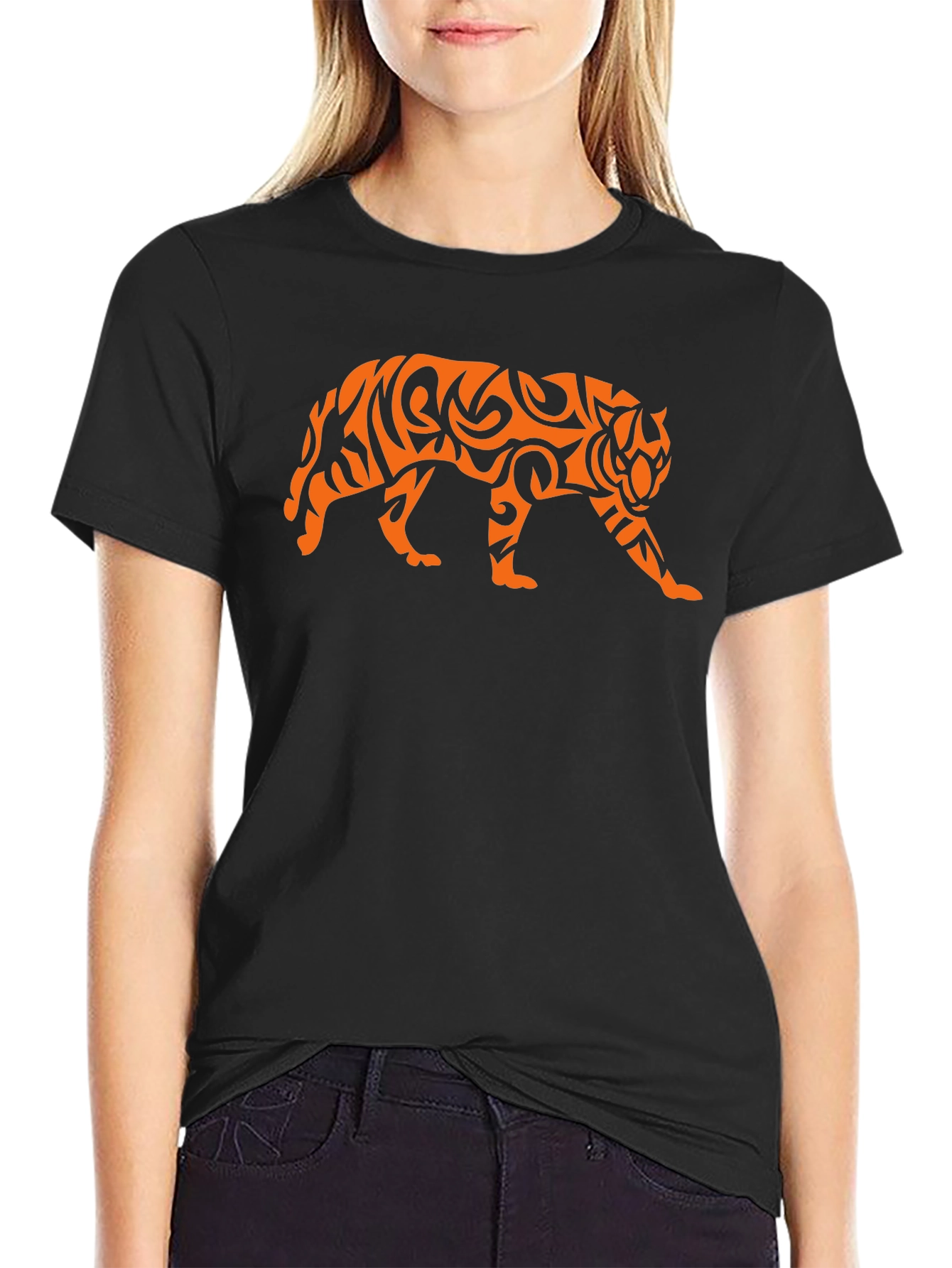 Tribal Tiger Graphic Black T-Shirt
