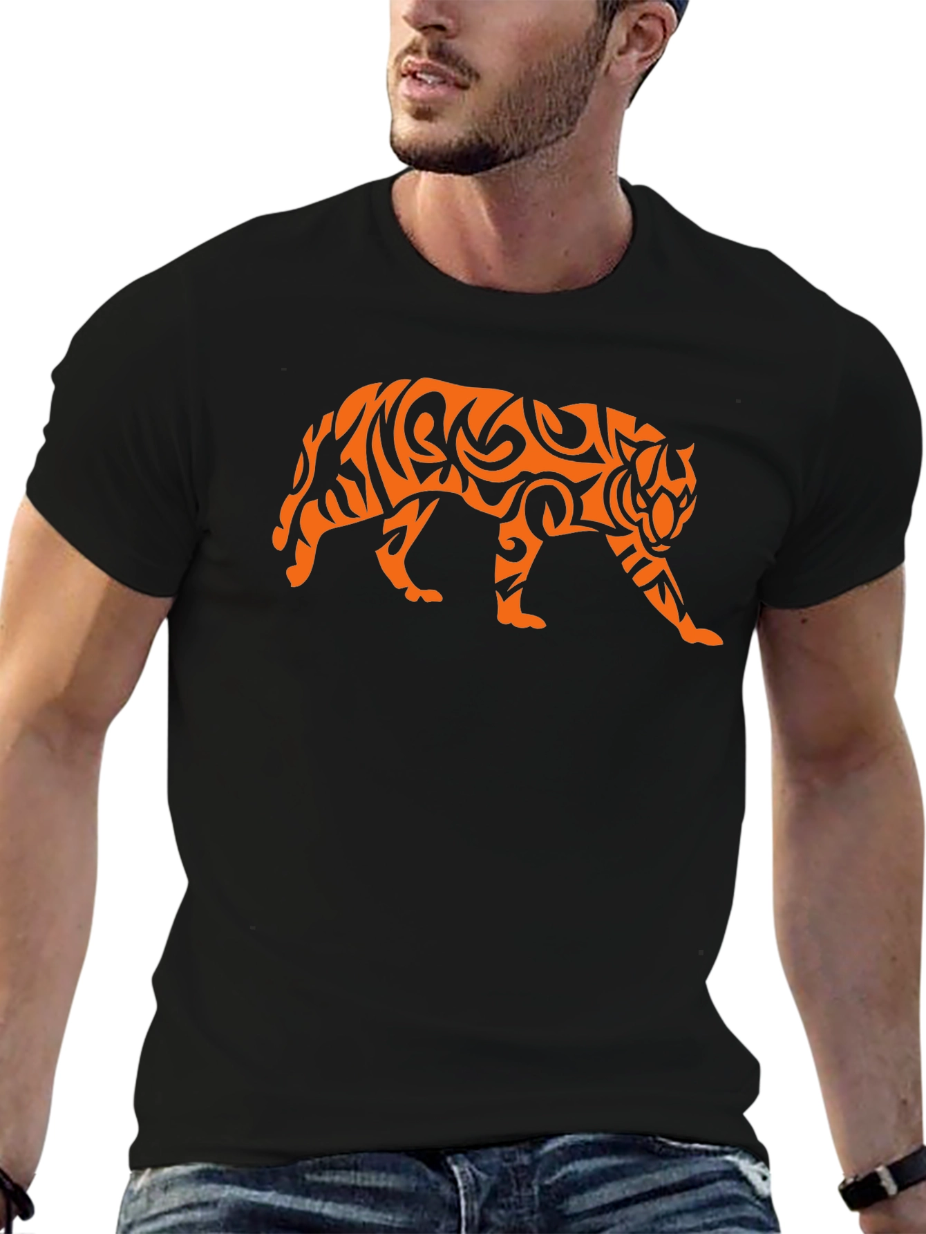 Tribal Tiger Graphic Black T-Shirt