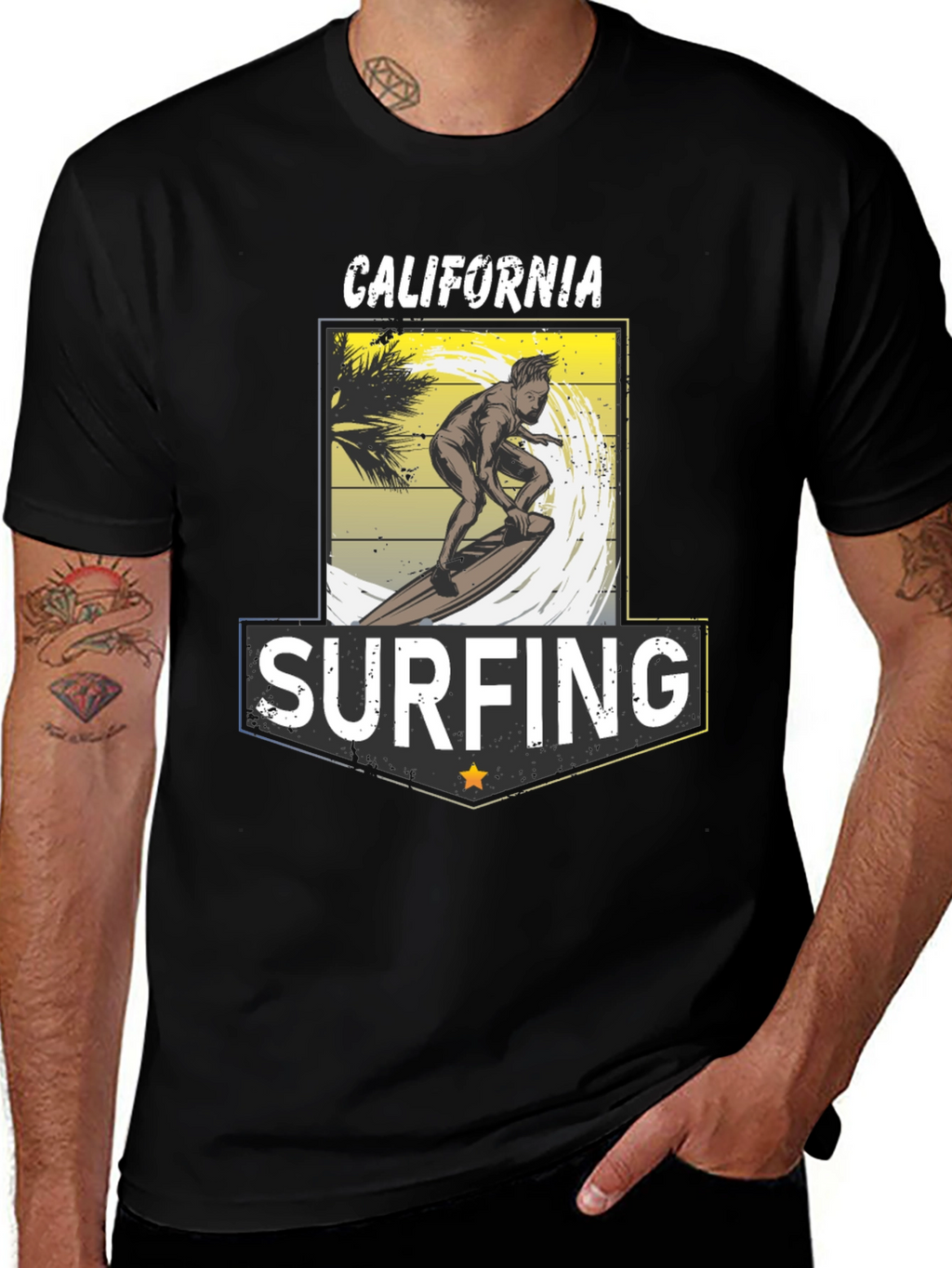 California Surfing T-Shirt - Black Tee