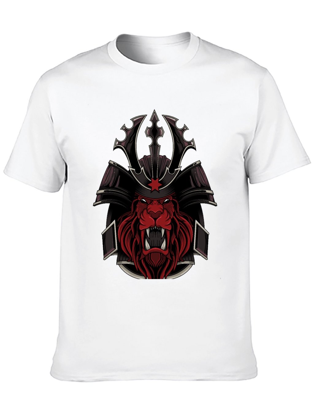Samurai Lion Graphic Tee - Black Cotton Blend