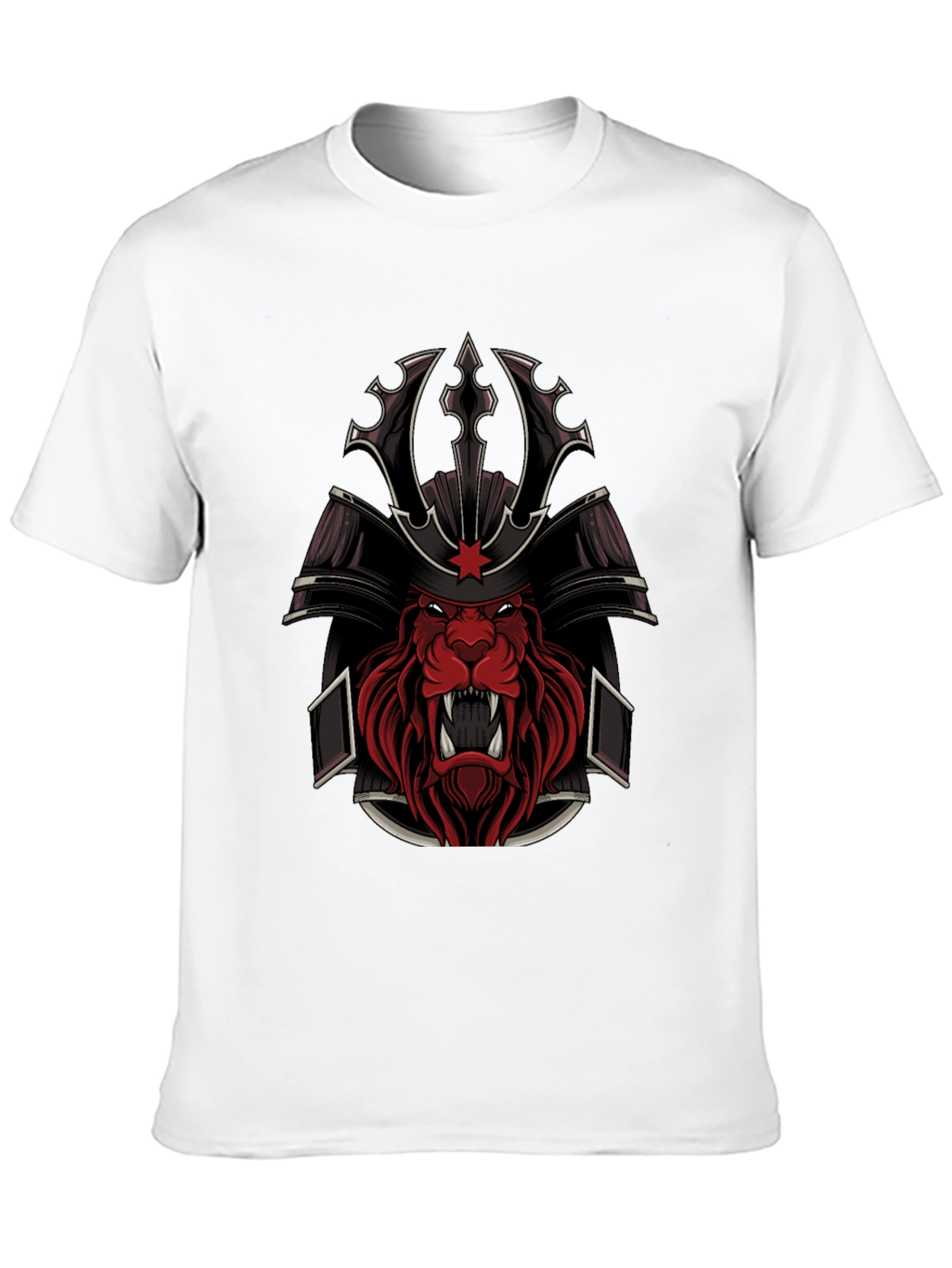 Samurai Lion Graphic Tee - Black Cotton Blend