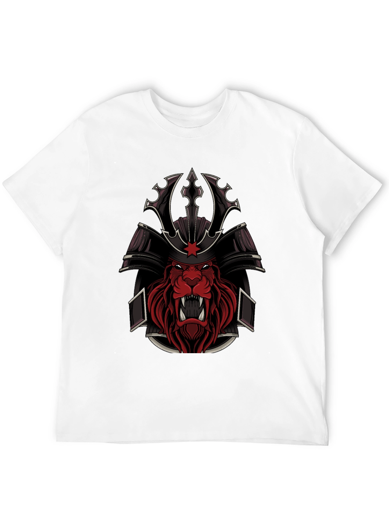 Samurai Lion Graphic Tee - Black Cotton Blend