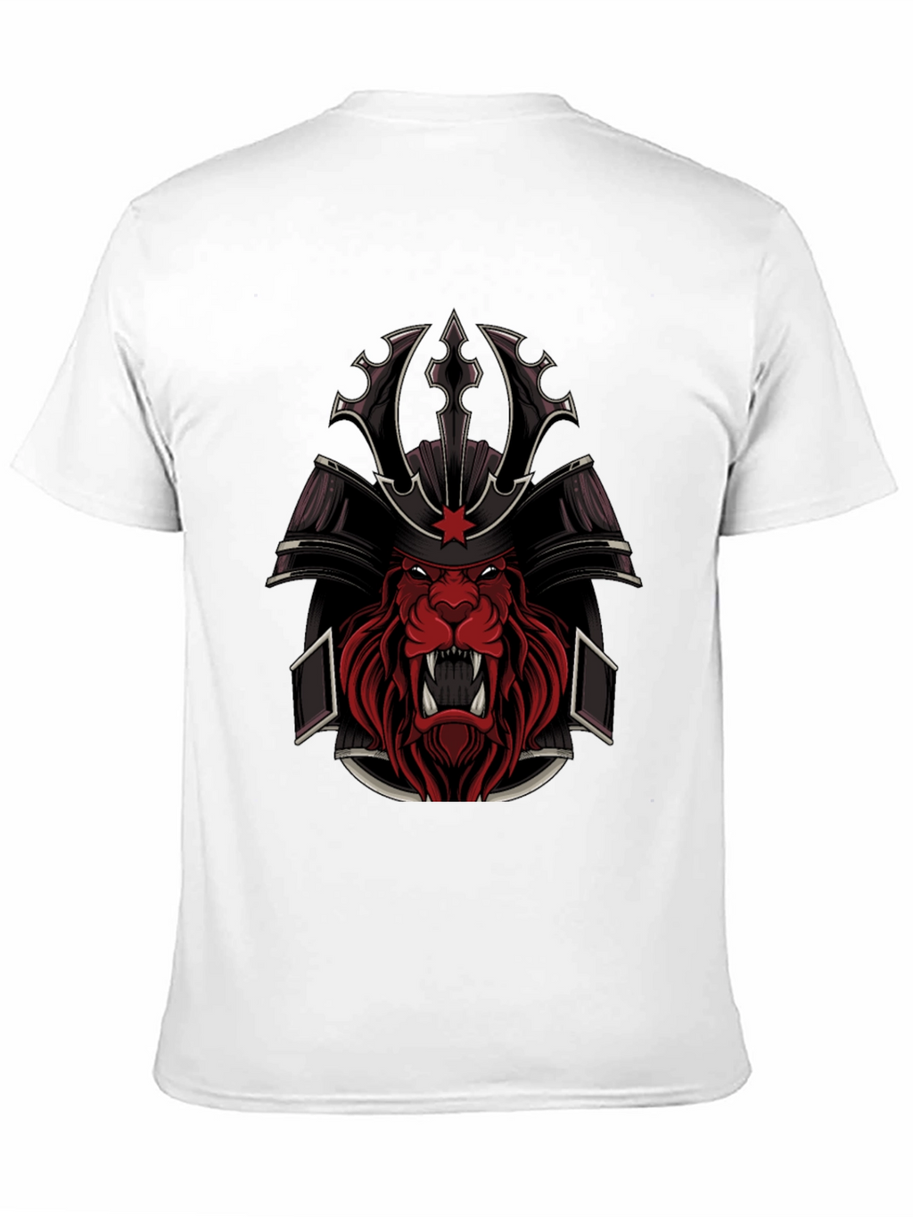 Samurai Lion Graphic Tee - Black Cotton Blend