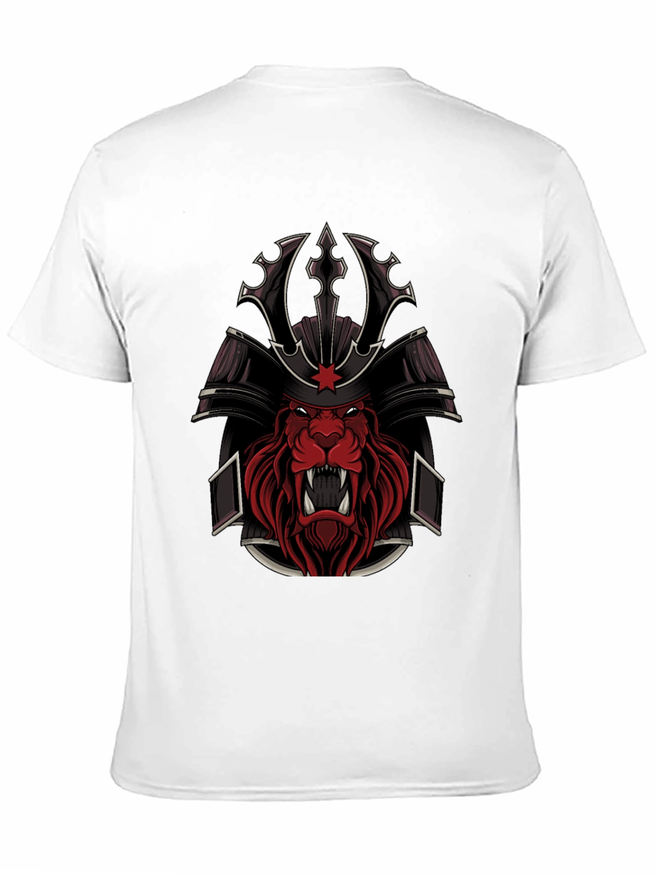 Samurai Lion Graphic Tee - Black Cotton Blend