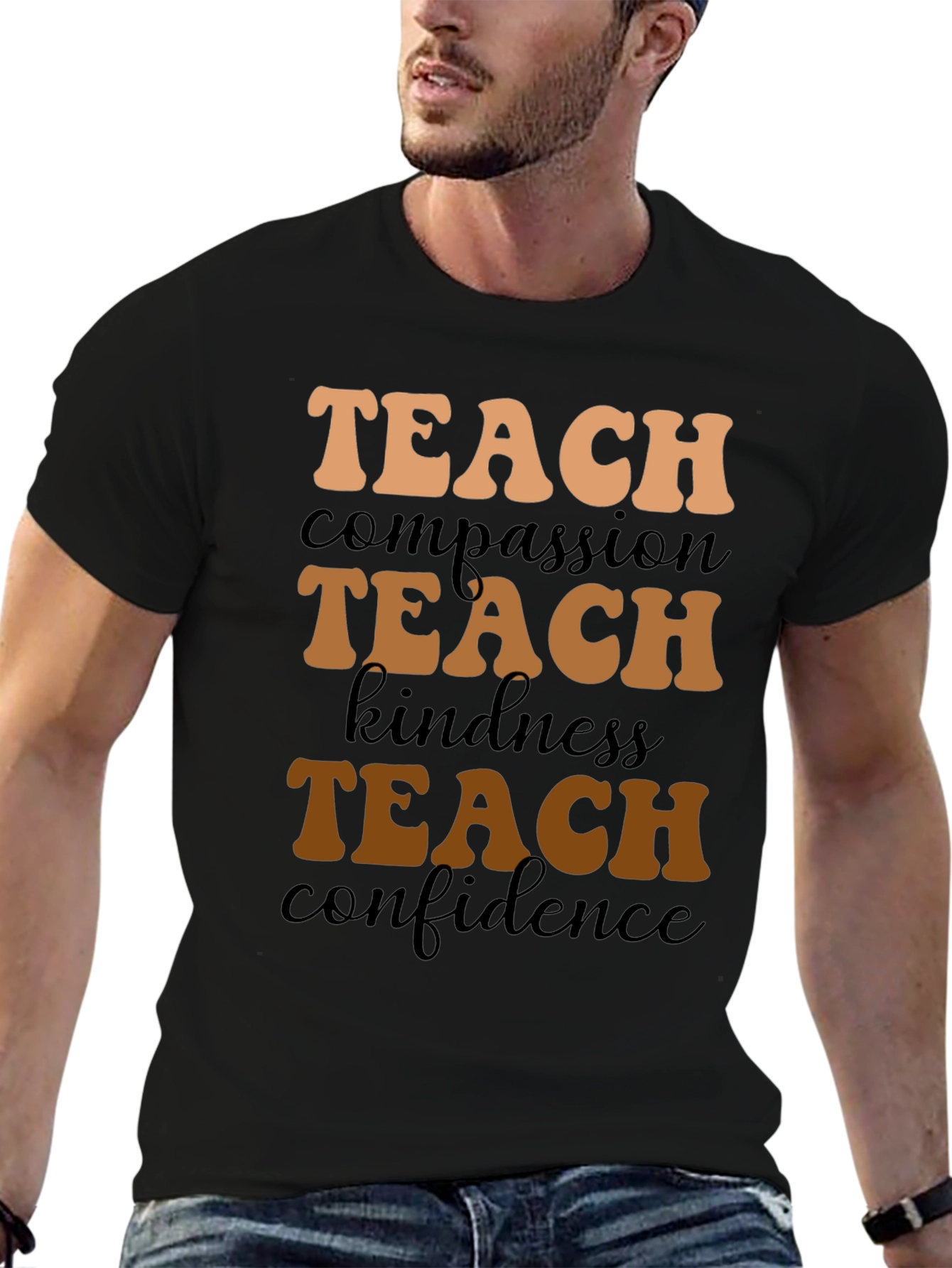 Teach Compassion Black Graphic Tee