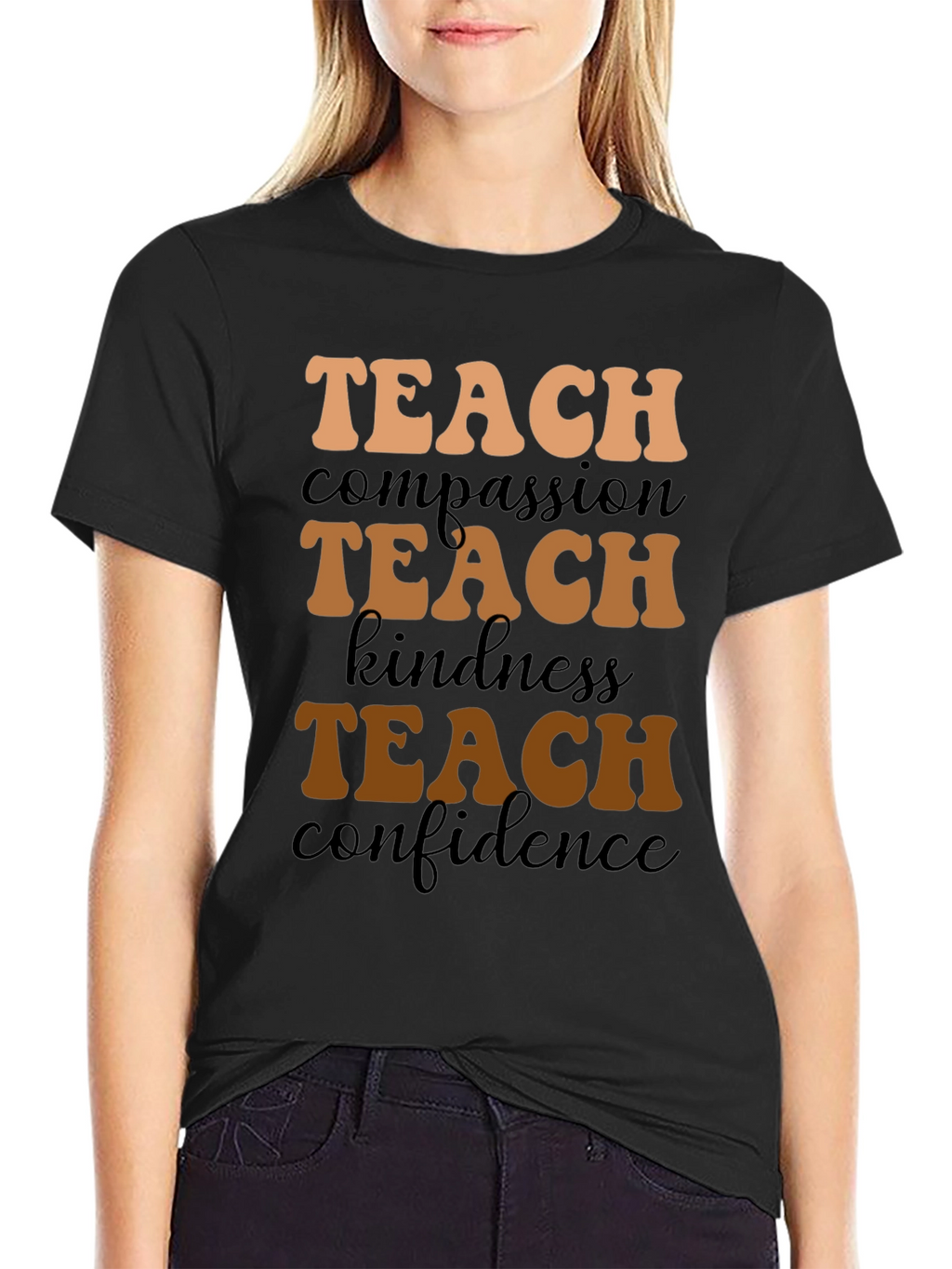Teach Compassion Black Graphic Tee