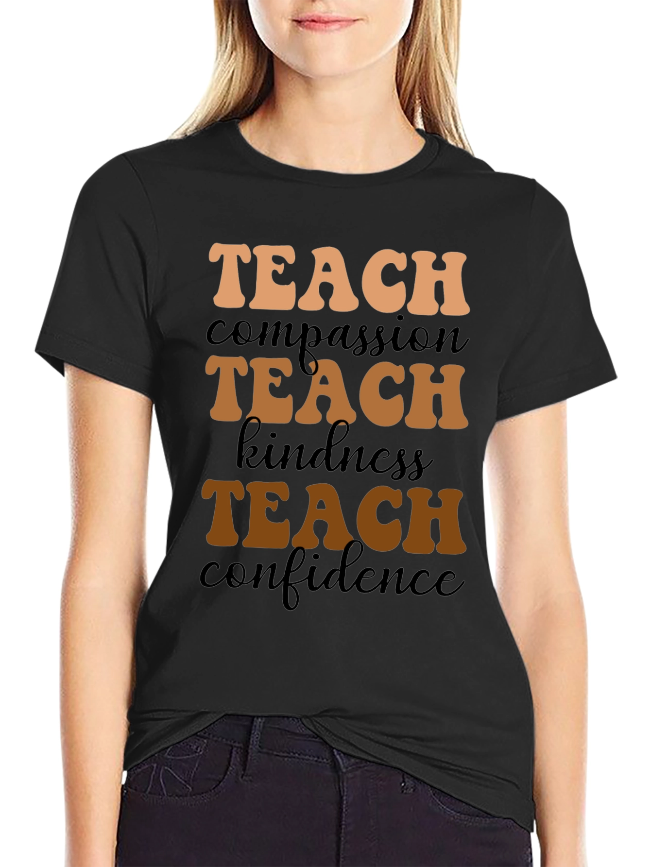 Teach Compassion Black Graphic Tee