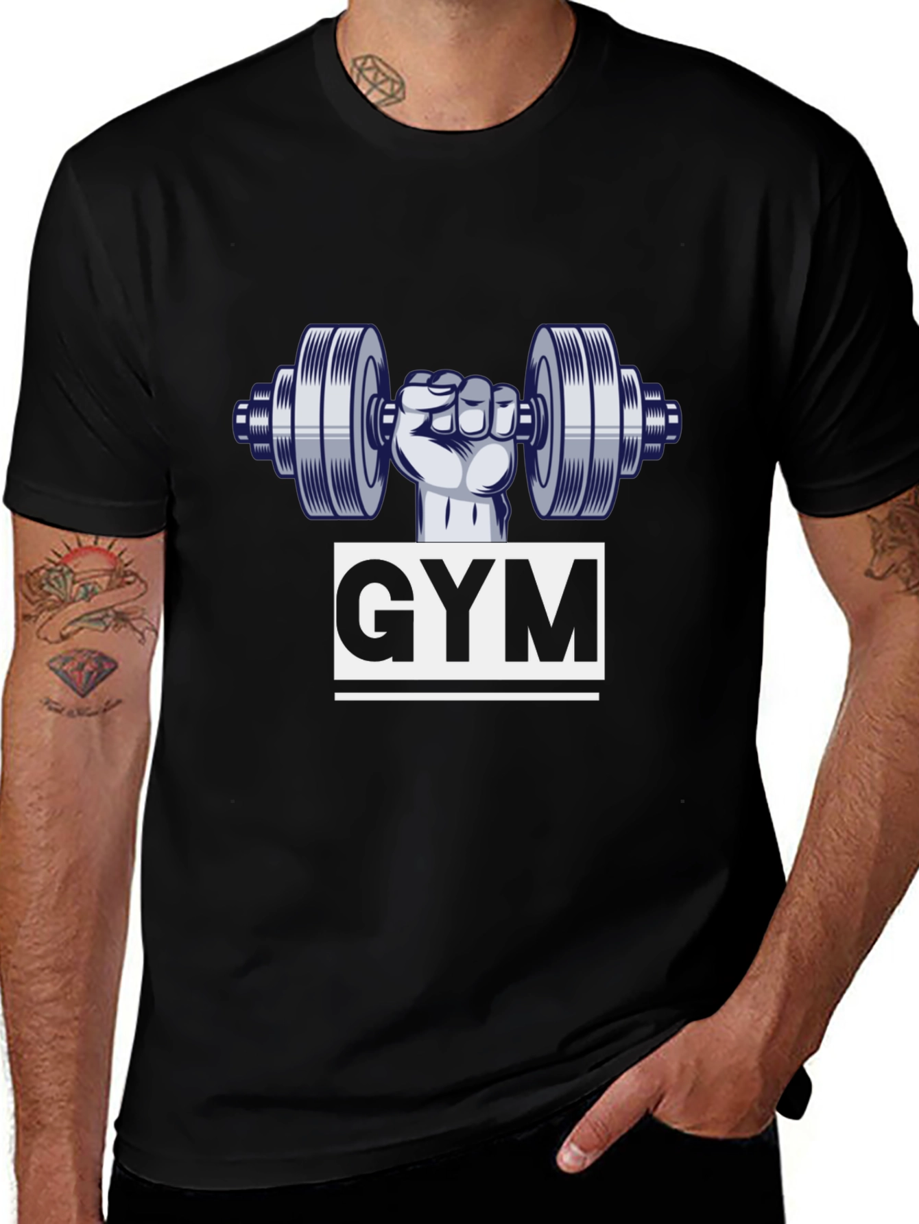 GYM Graphic Tee - Black Workout Shirt for Men