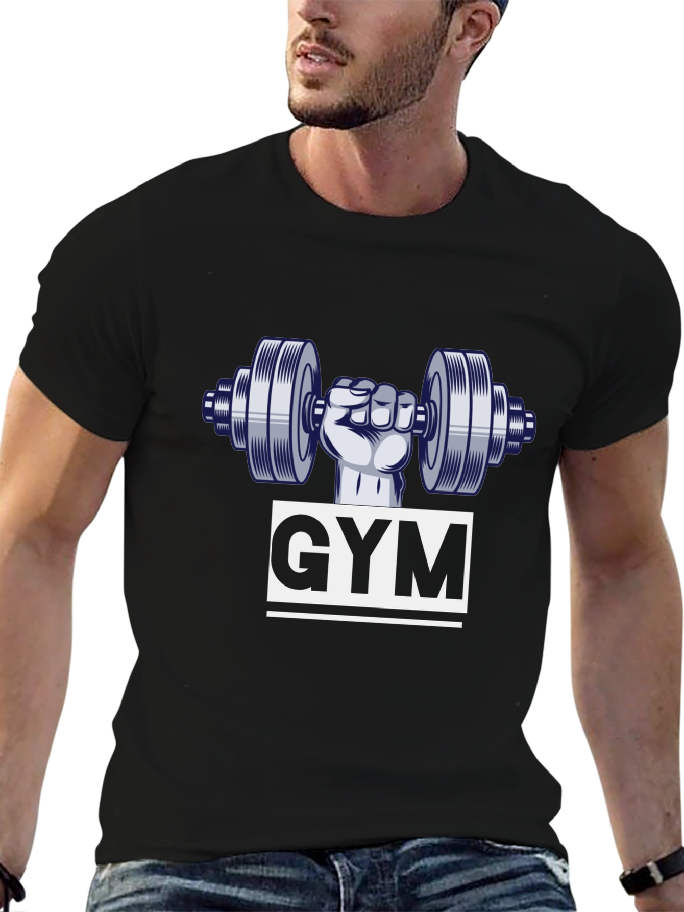 GYM Graphic Tee - Black Workout Shirt for Men