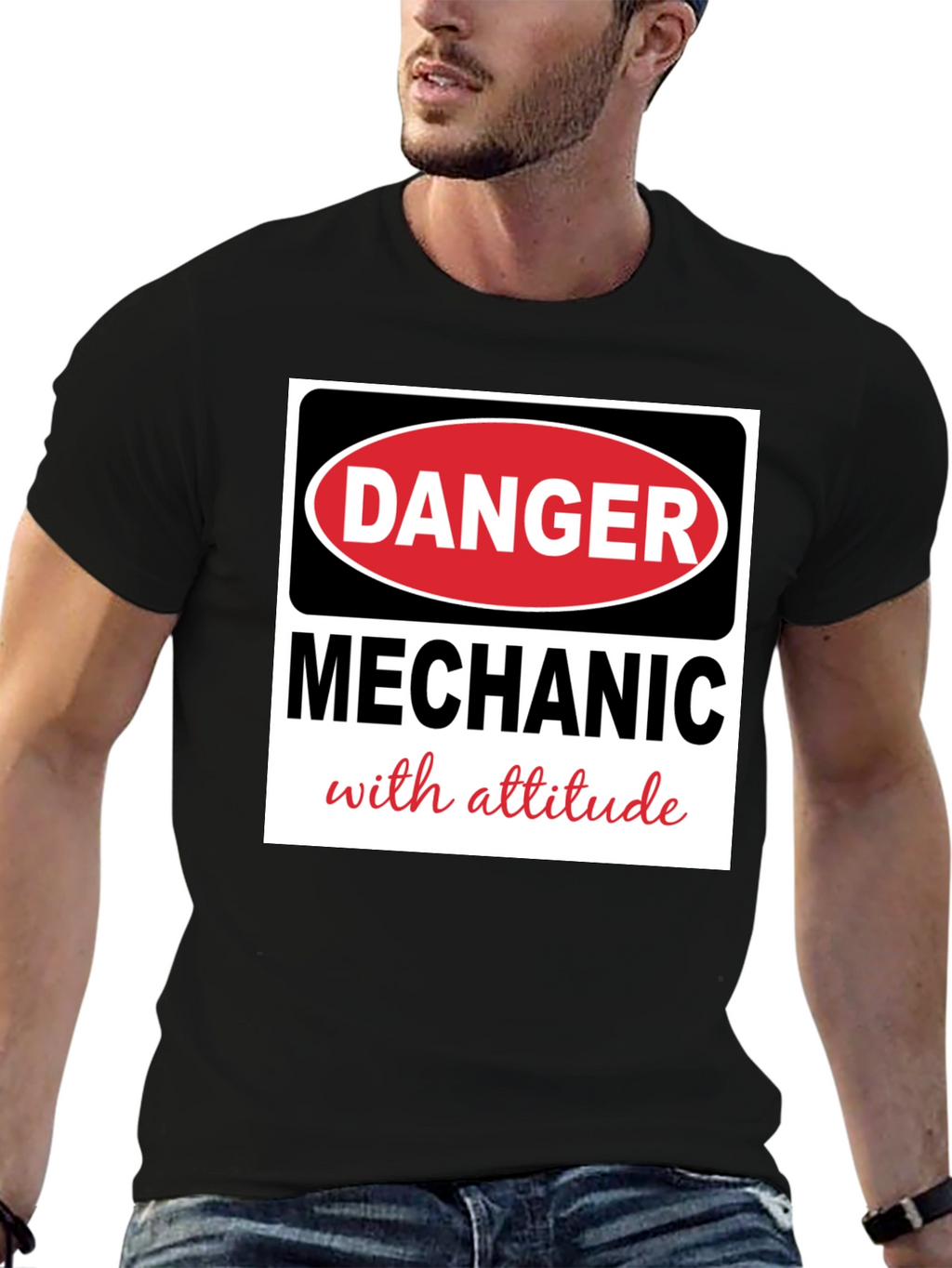 Danger Mechanic with Attitude Black T-Shirt