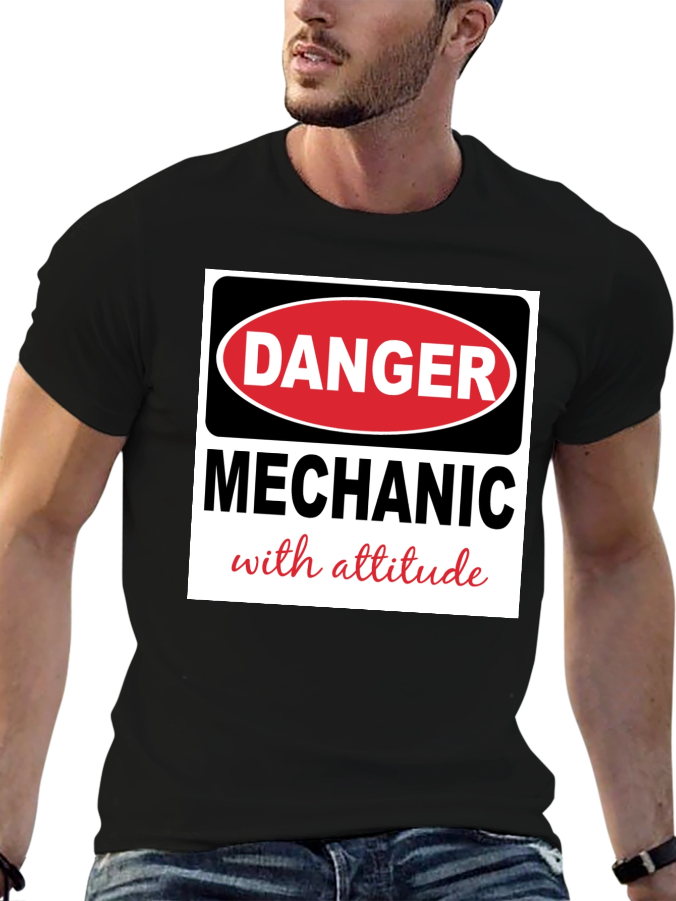 Danger Mechanic with Attitude Black T-Shirt