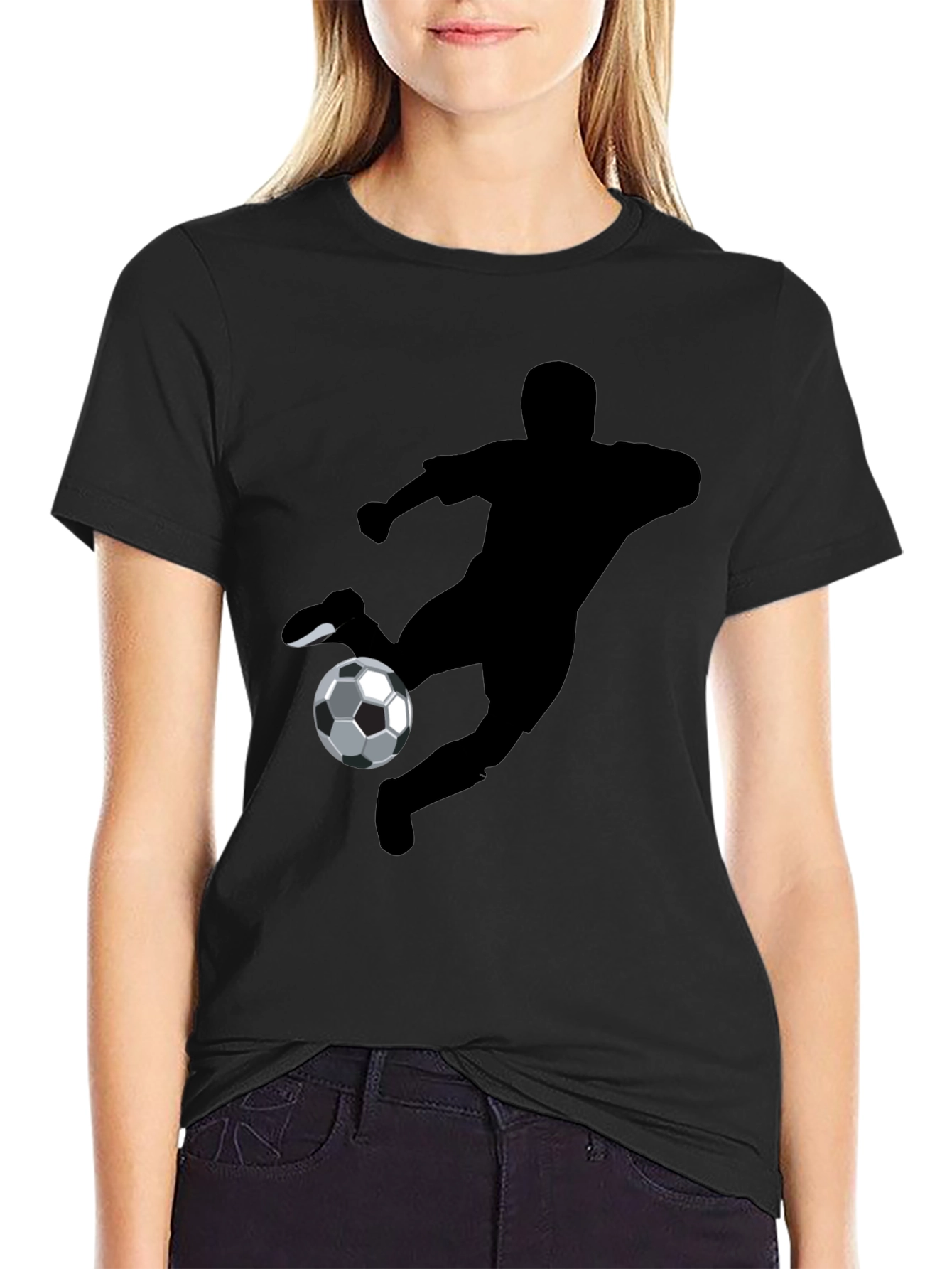Soccer Player Graphic Black T-Shirt