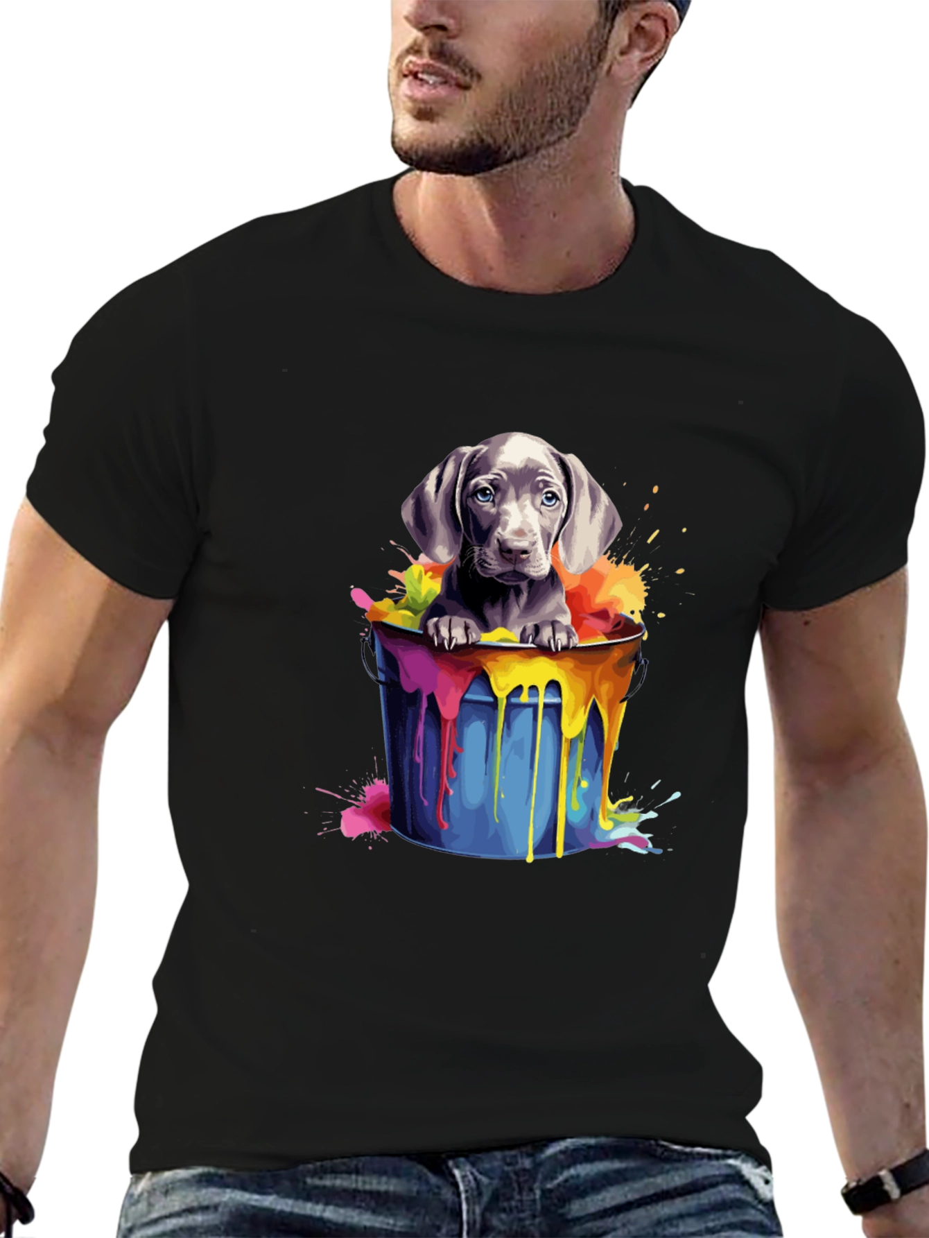Dog in Bucket T-Shirt - Colorful Cute Puppy Tee
