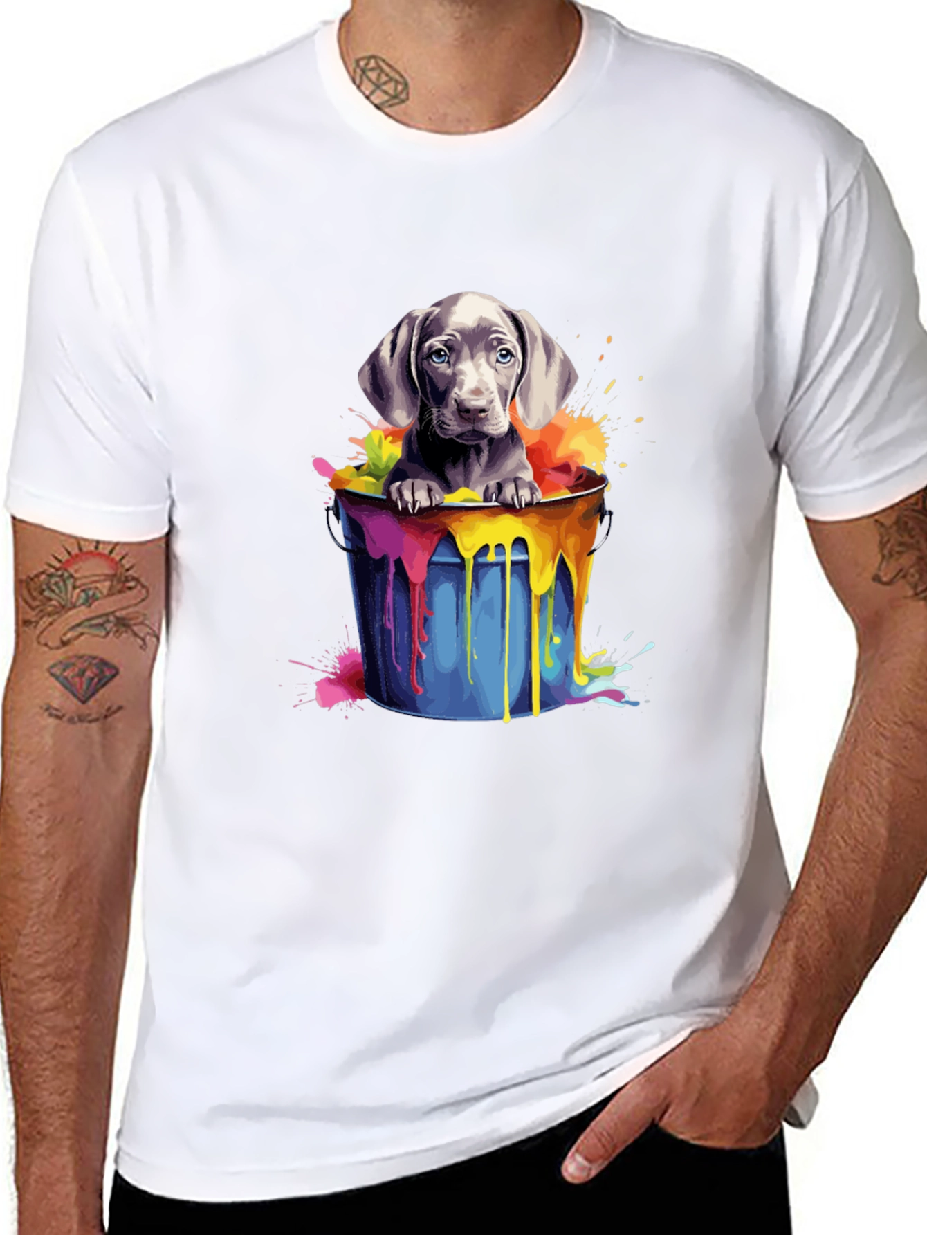 Dog in Bucket T-Shirt - Colorful Cute Puppy Tee