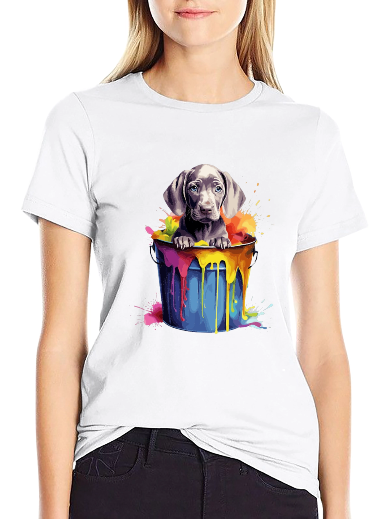 Dog in Bucket T-Shirt - Colorful Cute Puppy Tee