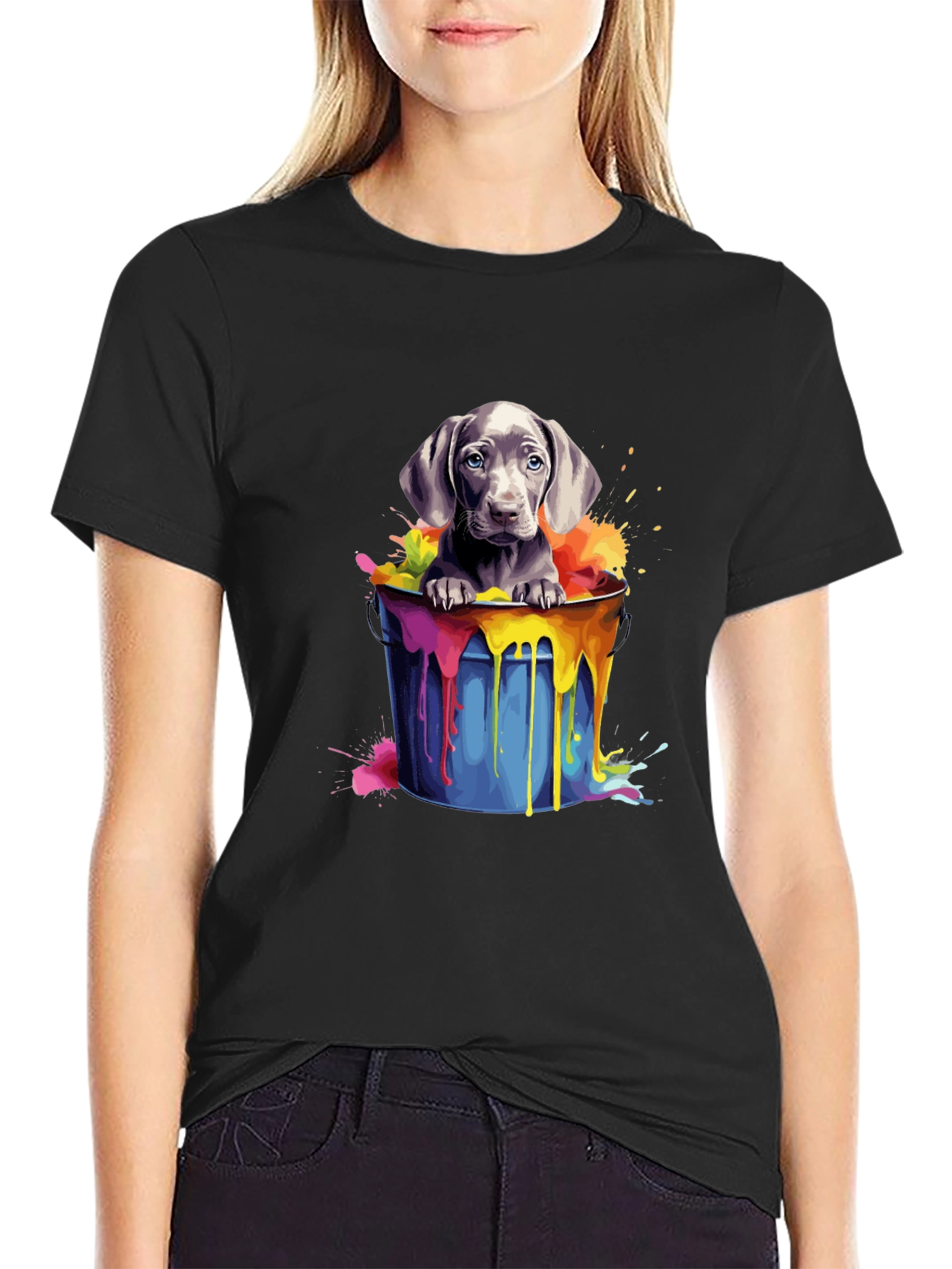 Dog in Bucket T-Shirt - Colorful Cute Puppy Tee