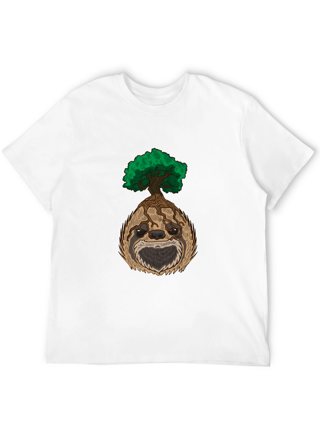Sloth Tree Graphic Tee - Relaxed Fit Black T-Shirt