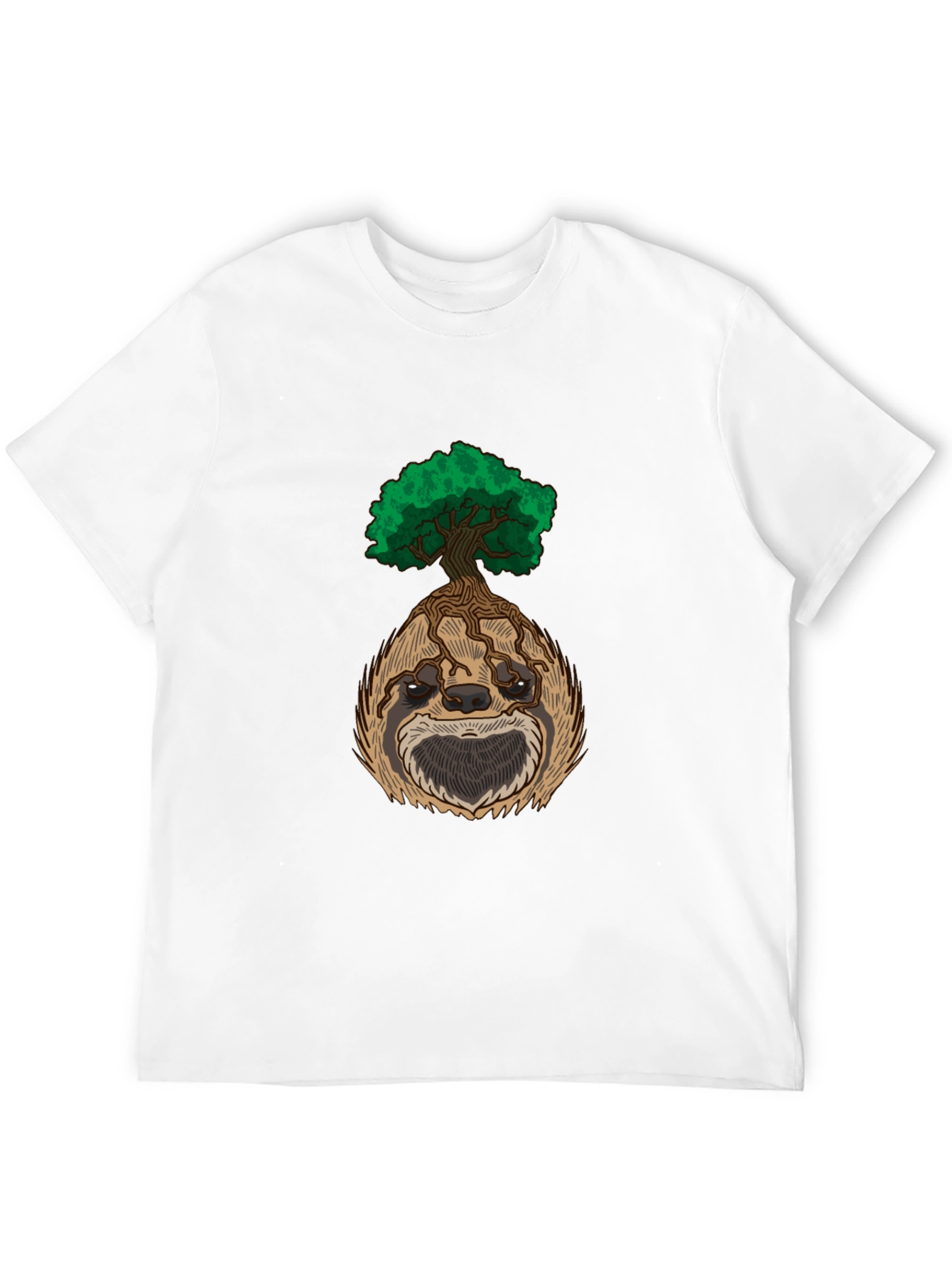 Sloth Tree Graphic Tee - Relaxed Fit Black T-Shirt