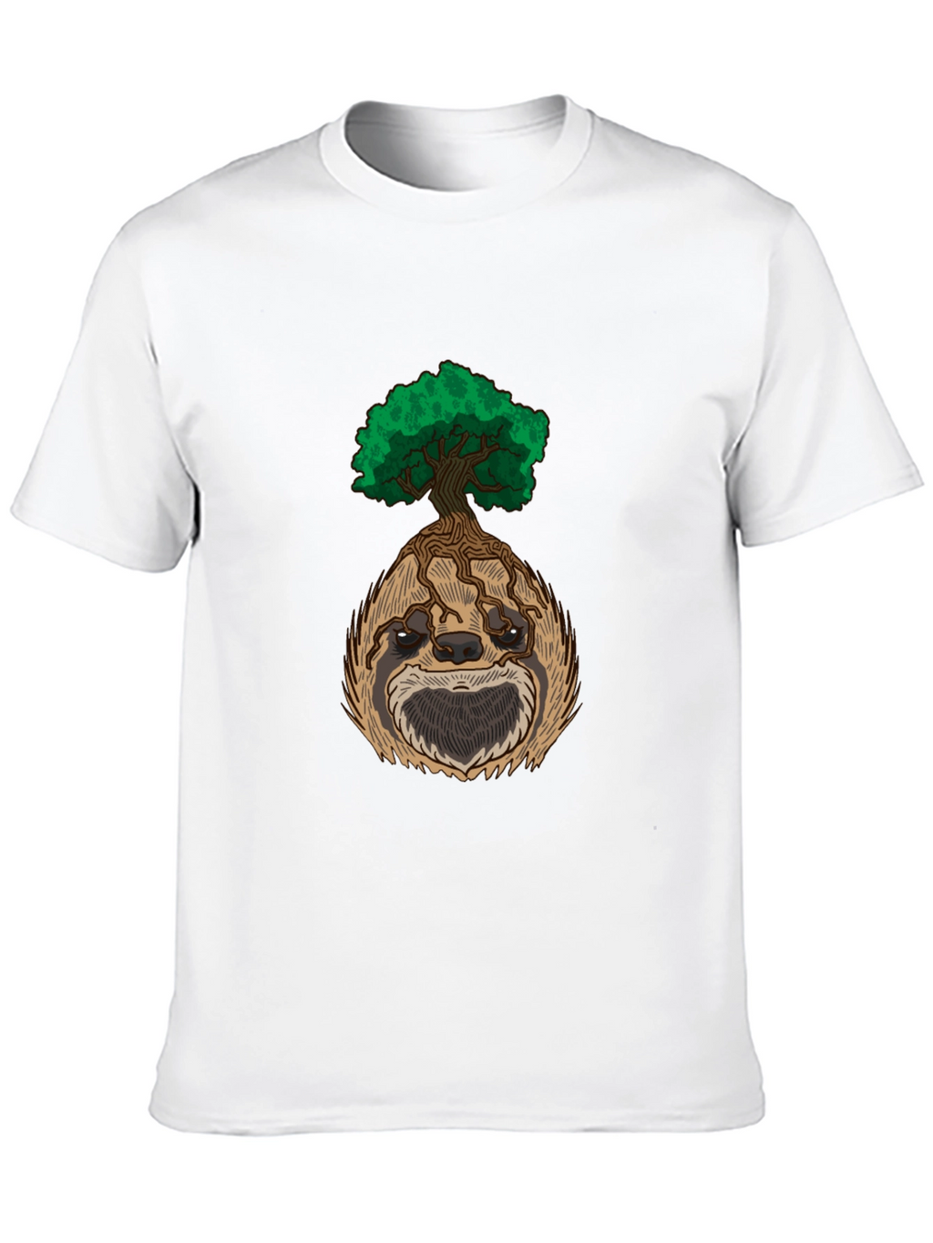 Sloth Tree Graphic Tee - Relaxed Fit Black T-Shirt