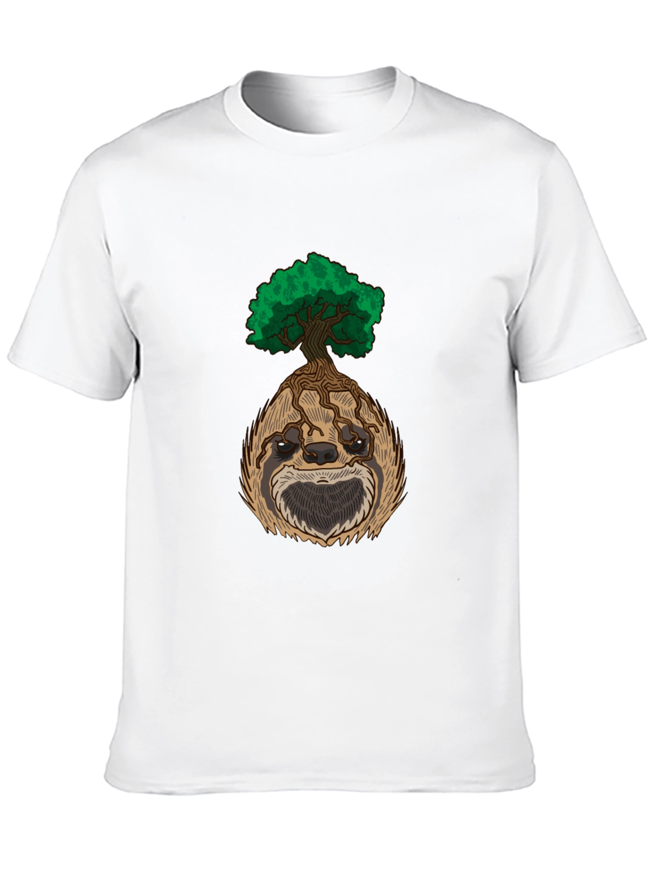 Sloth Tree Graphic Tee - Relaxed Fit Black T-Shirt