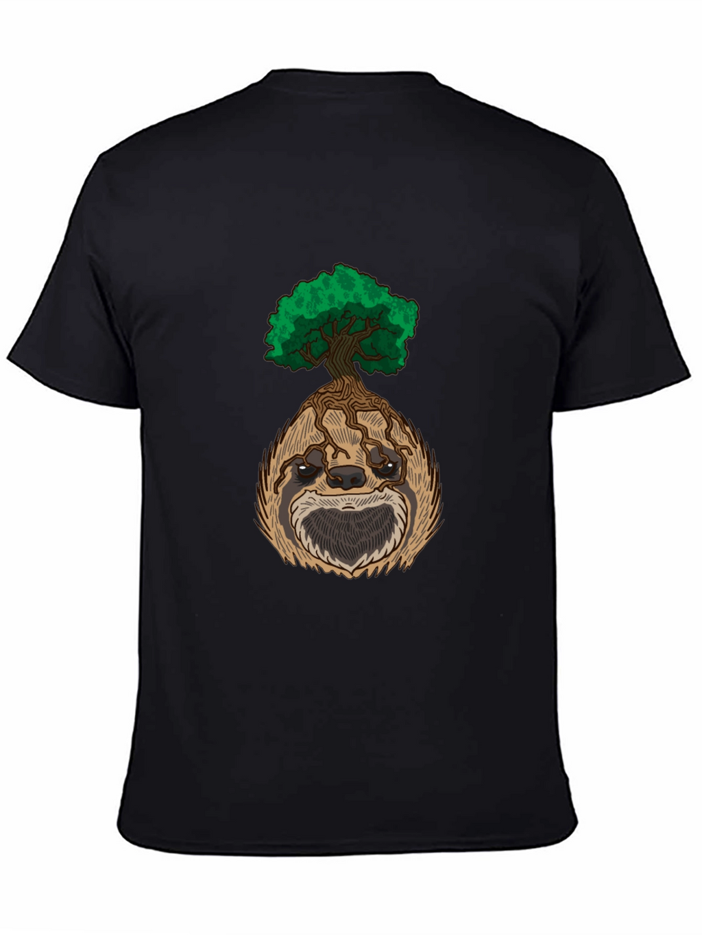 Sloth Tree Graphic Tee - Relaxed Fit Black T-Shirt