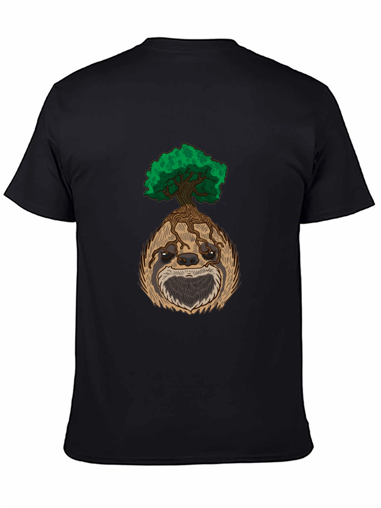 Sloth Tree Graphic Tee - Relaxed Fit Black T-Shirt