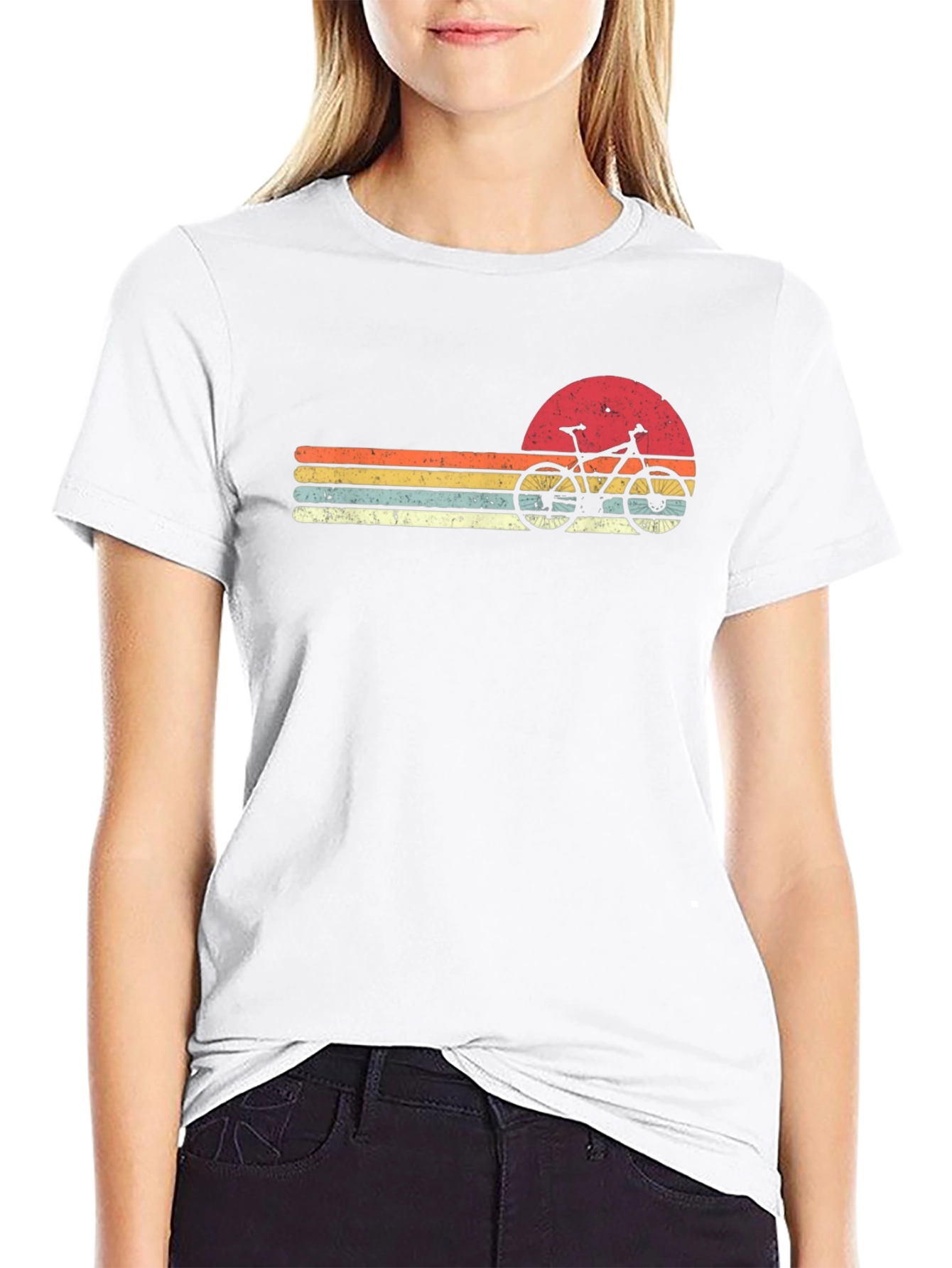 Retro Sunset Bike T-Shirt - Vintage Style Cyclist Tee