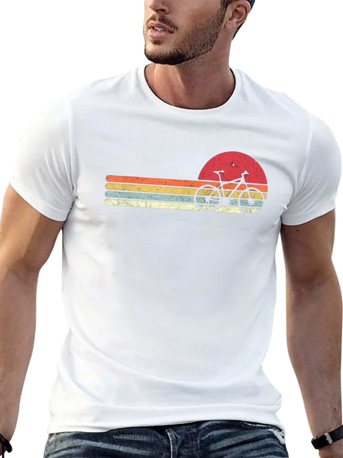 Retro Sunset Bike T-Shirt - Vintage Style Cyclist Tee