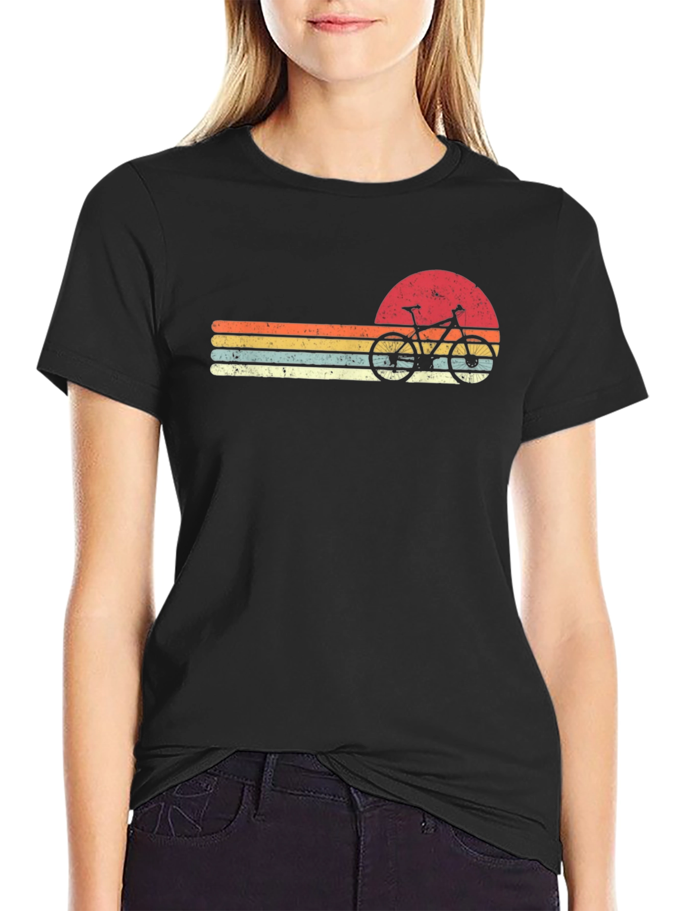 Retro Sunset Bike T-Shirt - Vintage Style Cyclist Tee