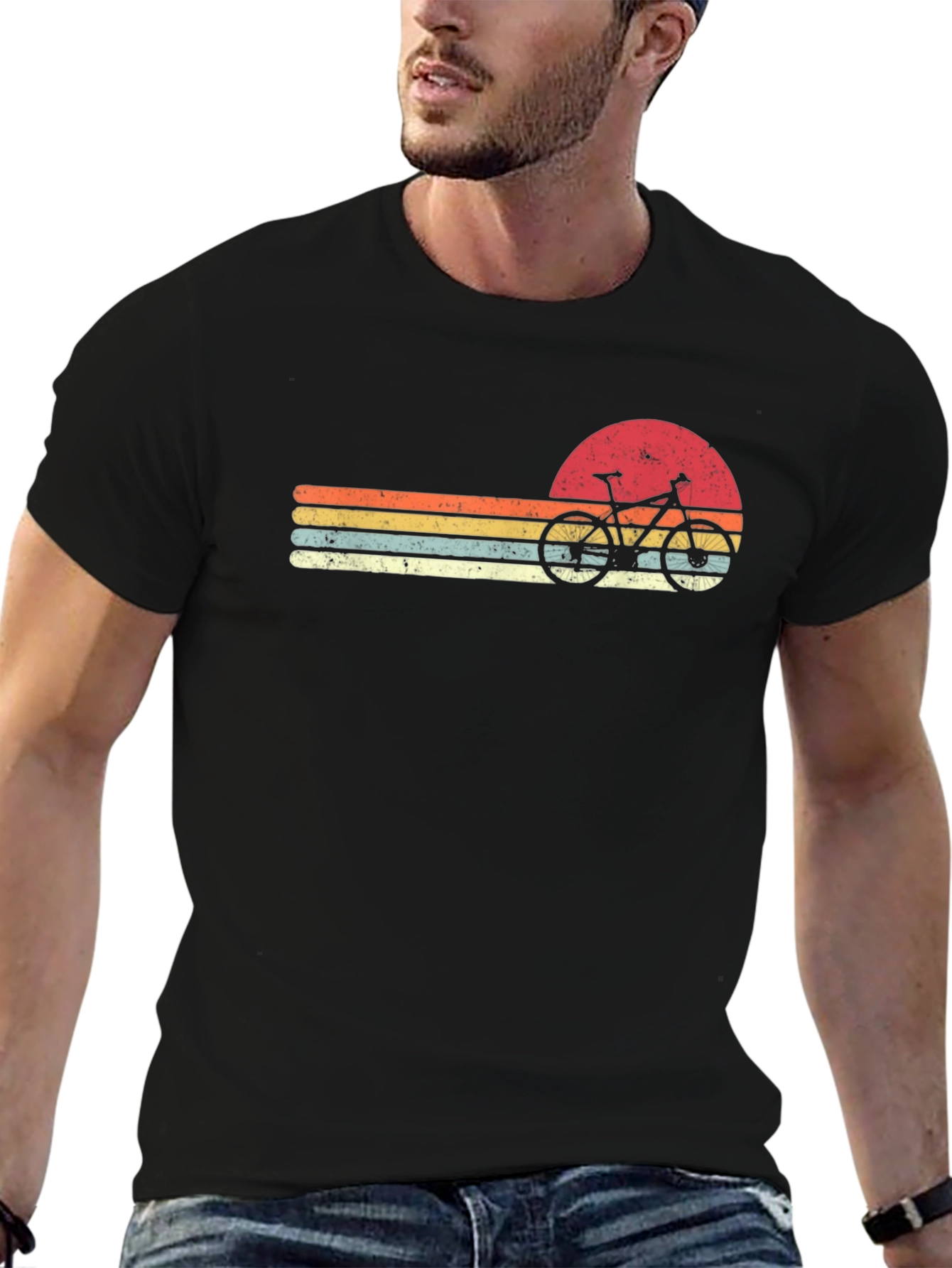 Retro Sunset Bike T-Shirt - Vintage Style Cyclist Tee