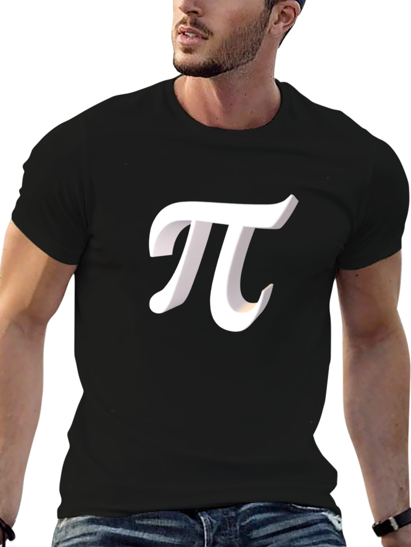 Pi Symbol Graphic Tee - Black Cotton Blend