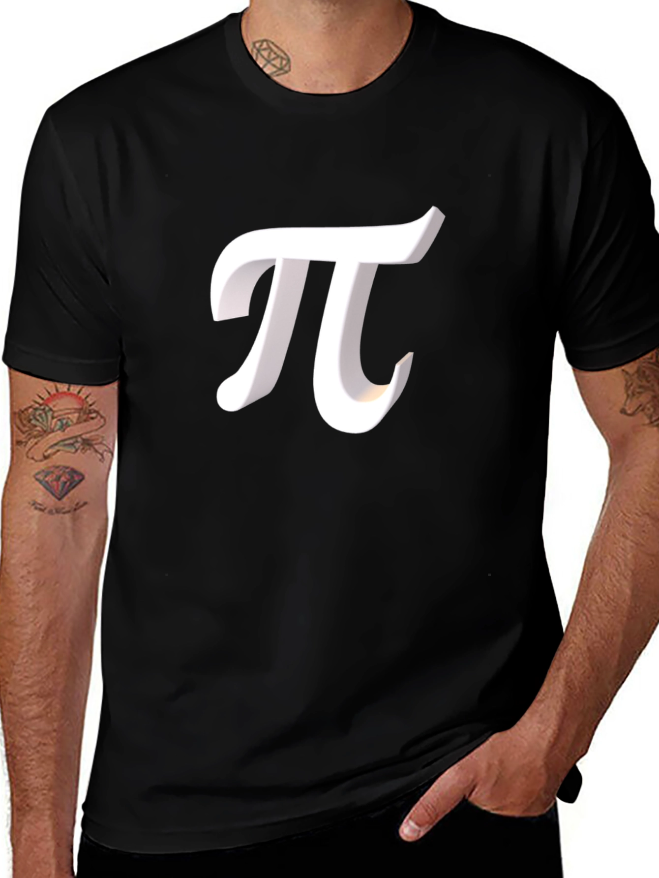 Pi Symbol Graphic Tee - Black Cotton Blend