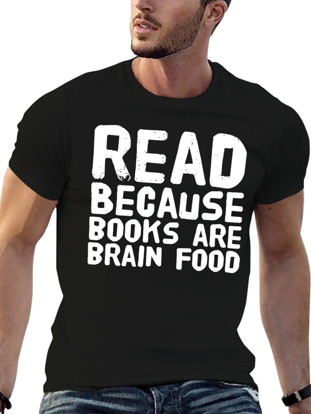 Read Because Books Are Brain Food Black Tee