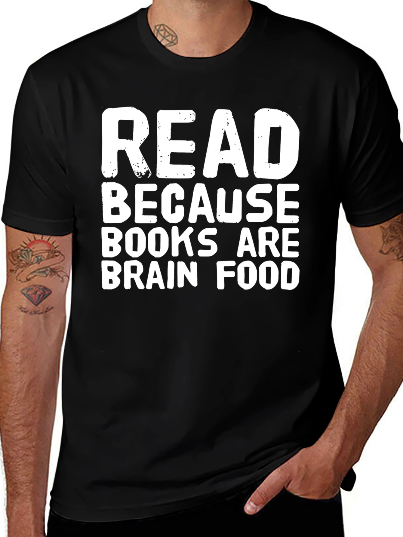 Read Because Books Are Brain Food Black Tee