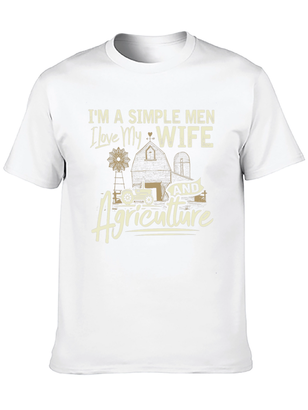 Simple Men Love Wife & Agriculture Black T-Shirt