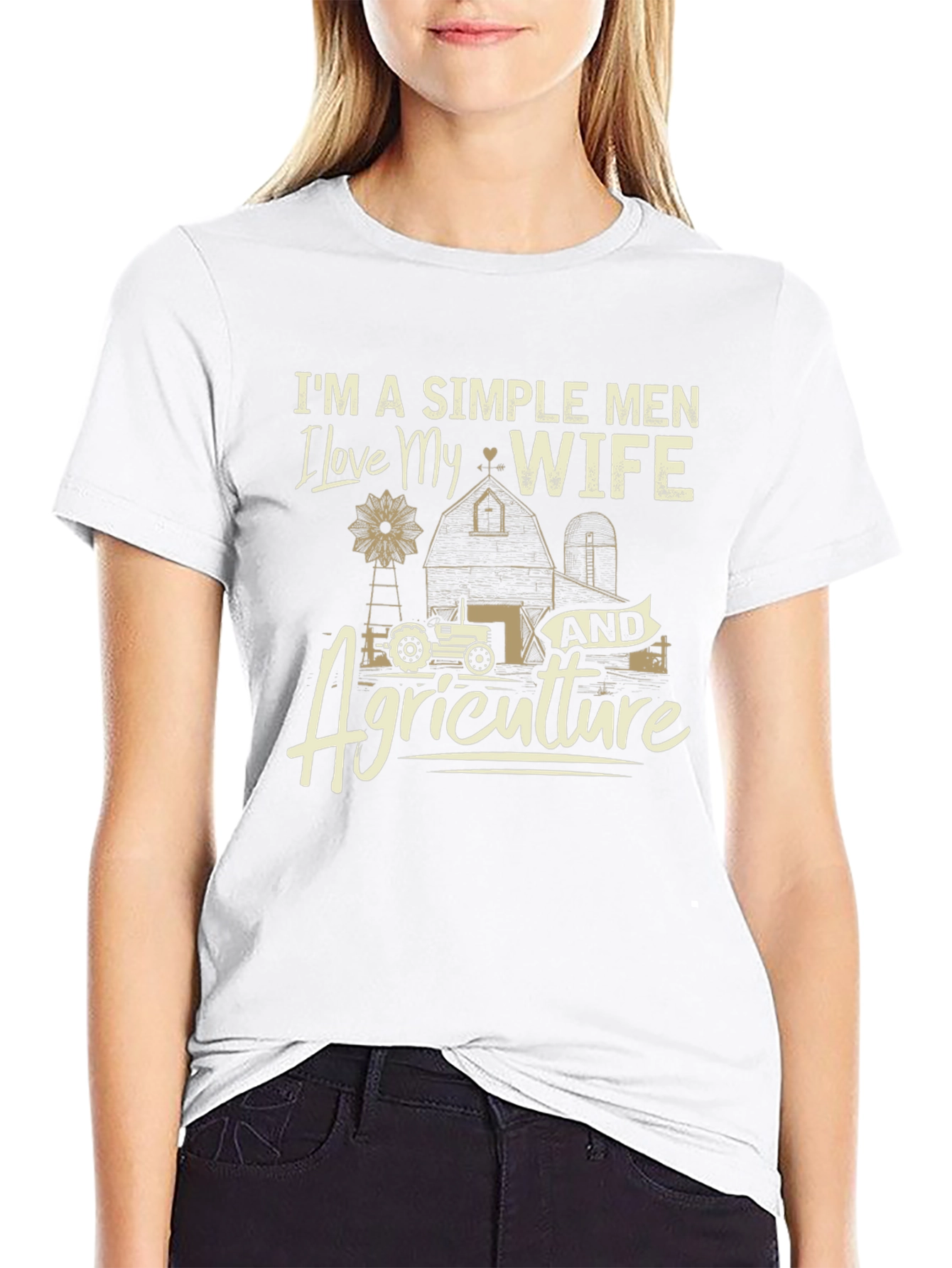 Simple Men Love Wife & Agriculture Black T-Shirt